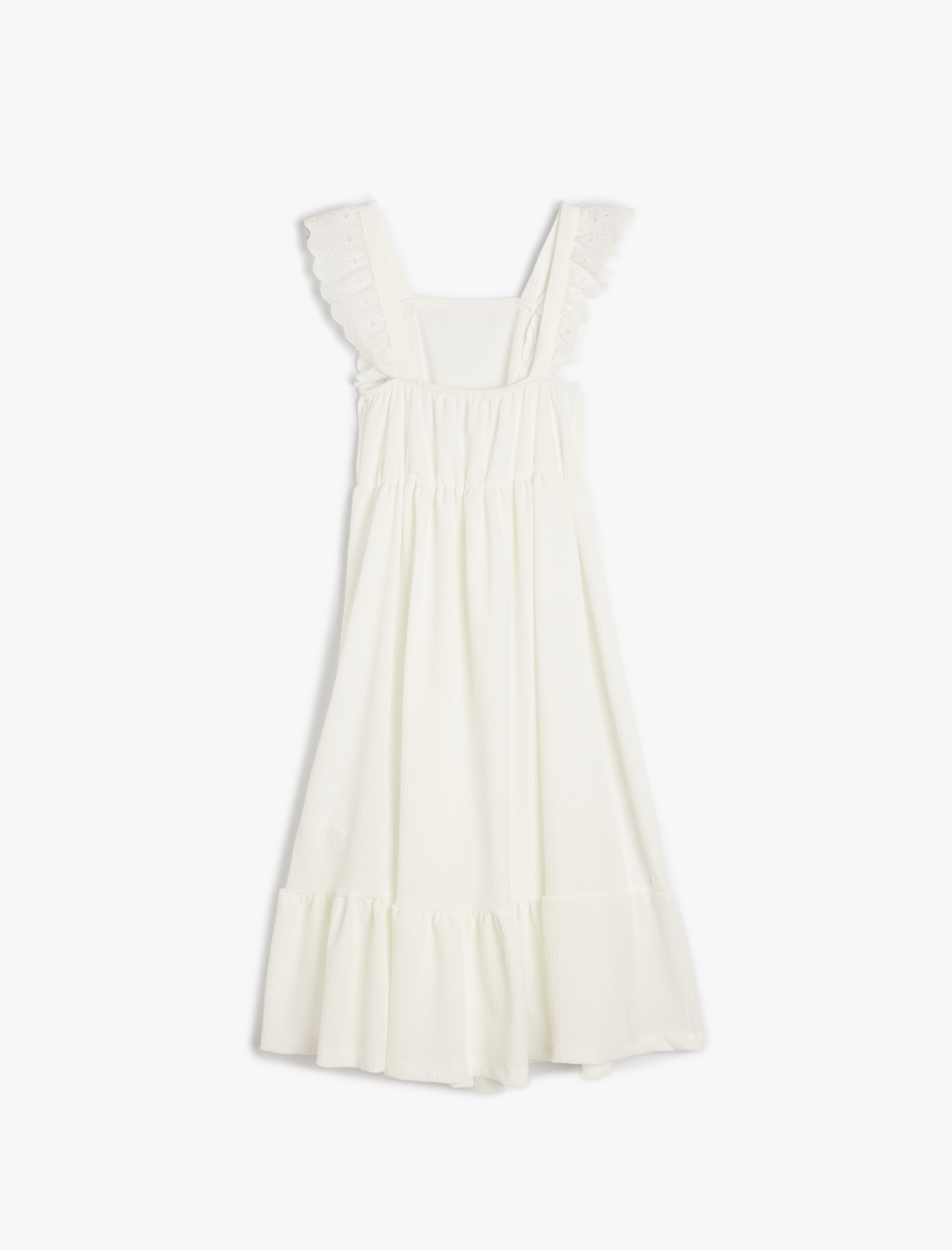  Kız Çocuk Elbise Askılı Fistolu Fırfır Detaylı A Kesim