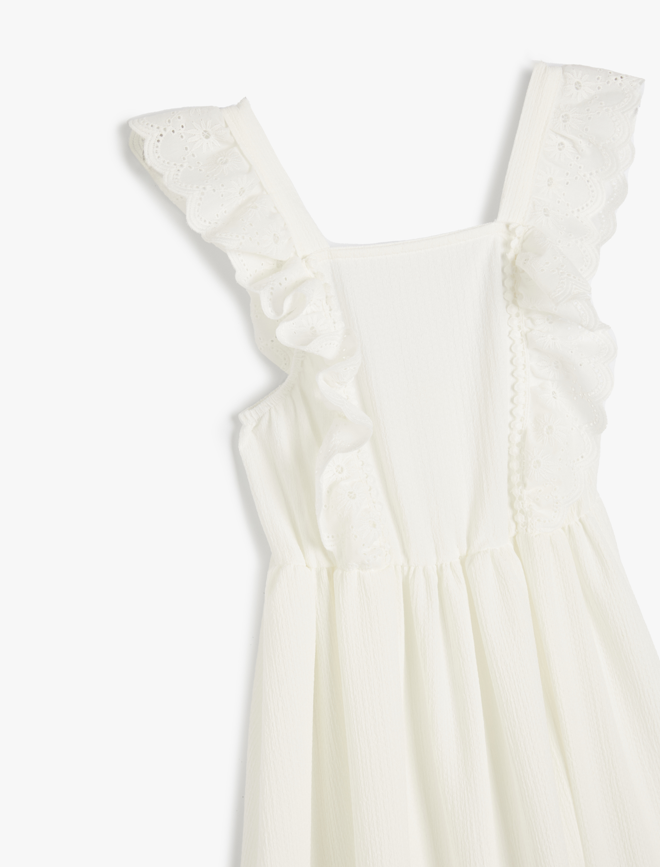  Kız Çocuk Elbise Askılı Fistolu Fırfır Detaylı A Kesim