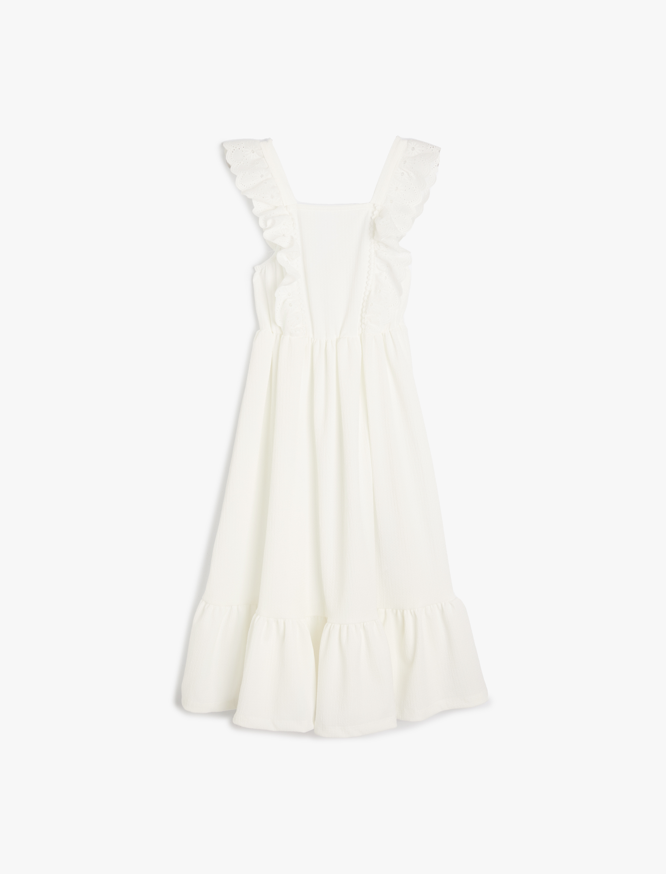  Kız Çocuk Elbise Askılı Fistolu Fırfır Detaylı A Kesim