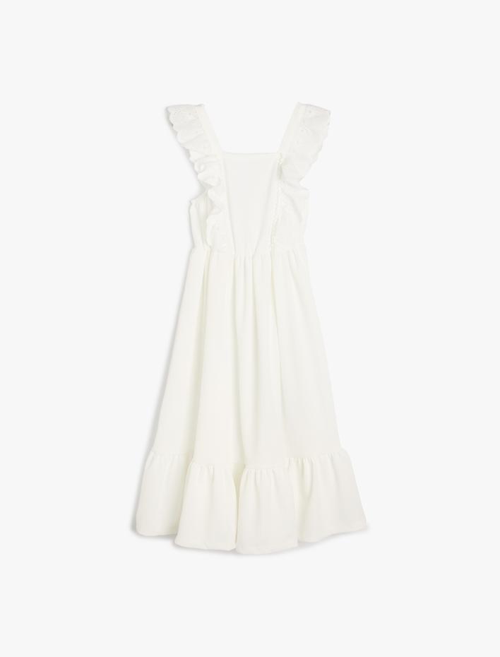 Kız Çocuk Elbise Askılı Fistolu Fırfır Detaylı A Kesim