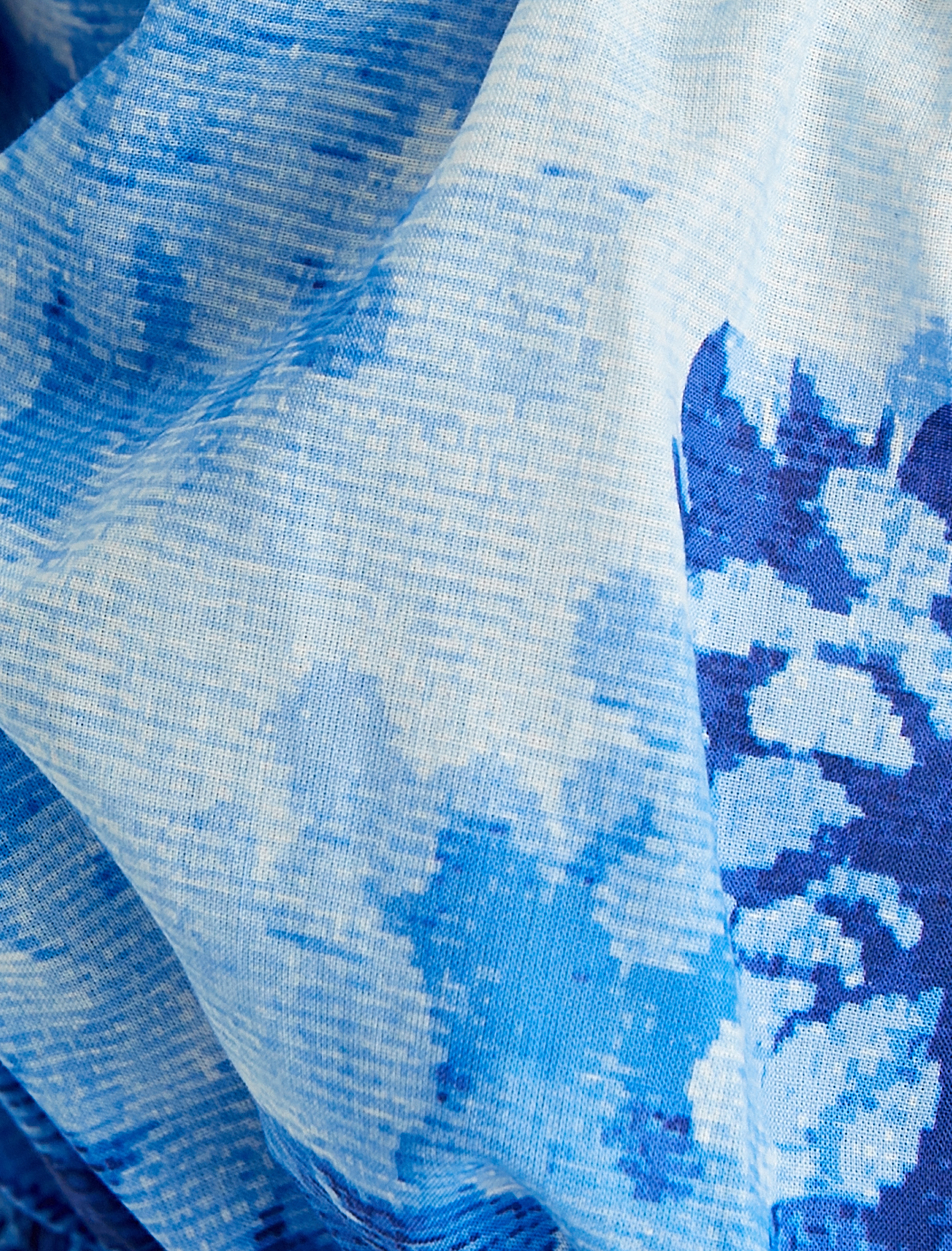   Omzu Açık Üst Crop Balon Kollu Çiçekli Püsküllü Pamuklu