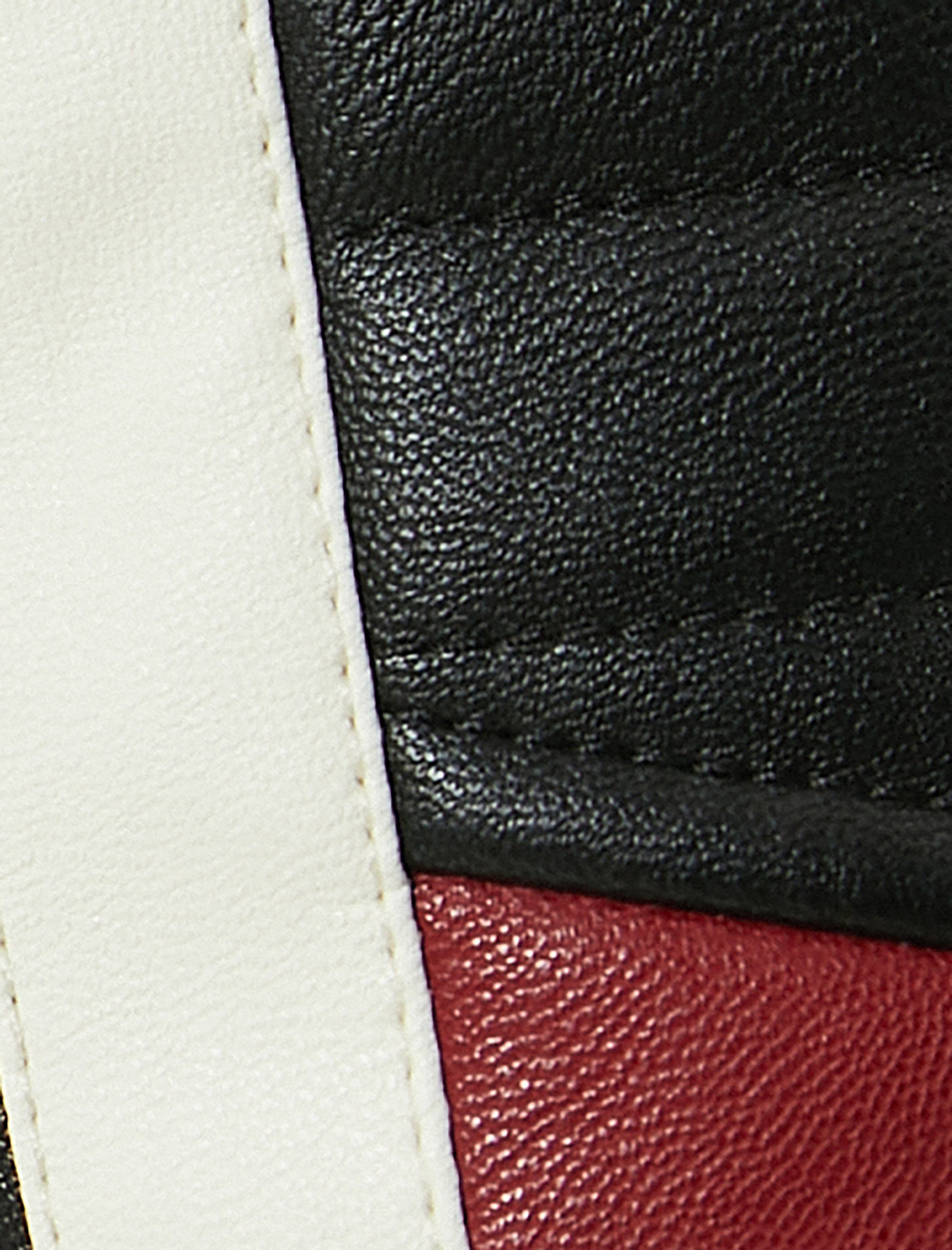   Slim Fit Renk Bloklu İçi Suni Kürklü Dik Yaka Suni Deri Yarışçı Ceketi