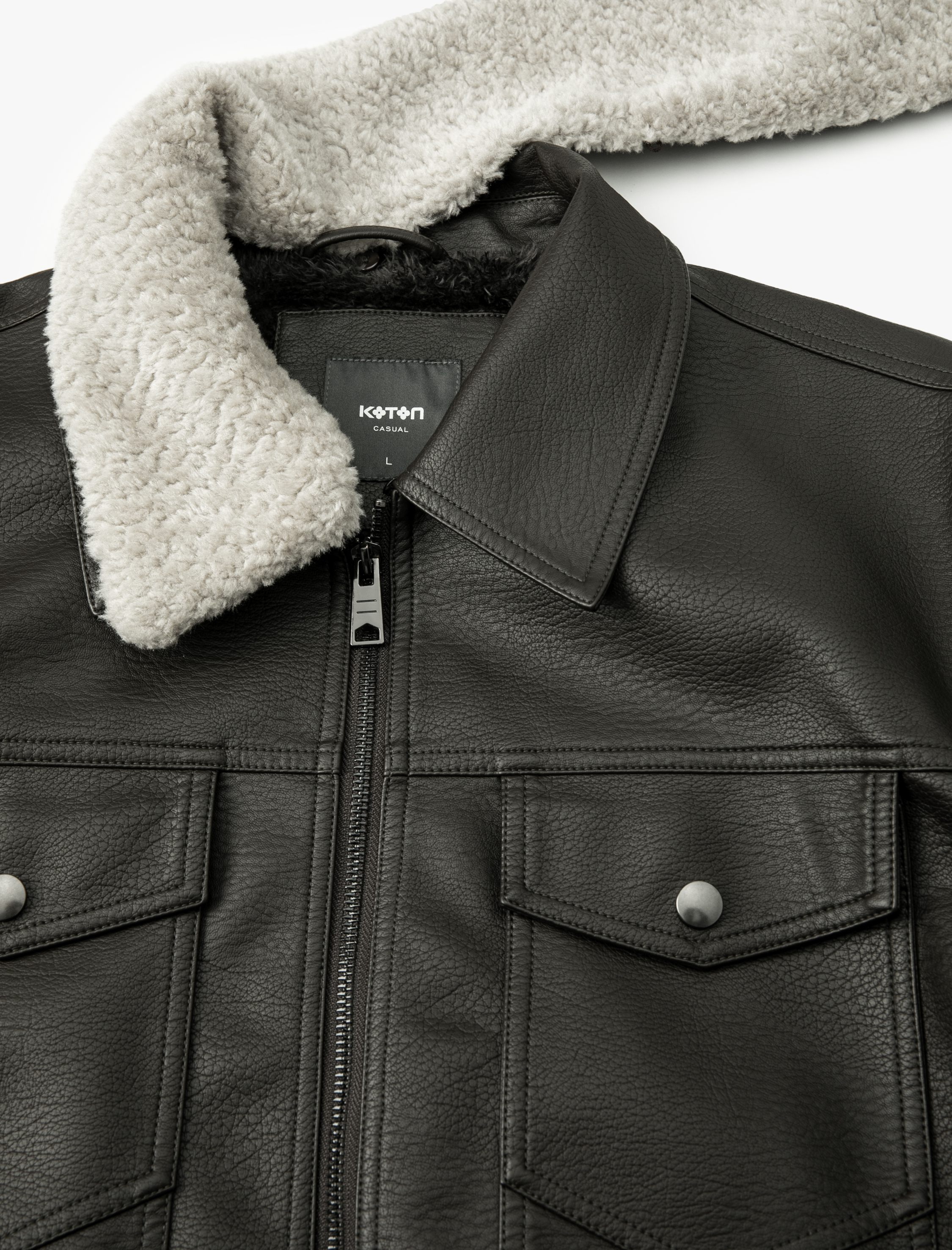 Suni Deri Ceket Yakası Kürklü Cepli Fermuarlı Astarlı Slim Fit