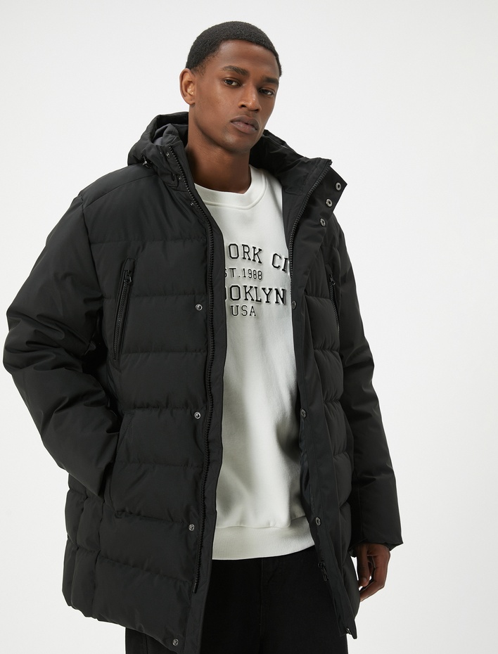  Şişme Mont Kapşonlu Fermuarlı