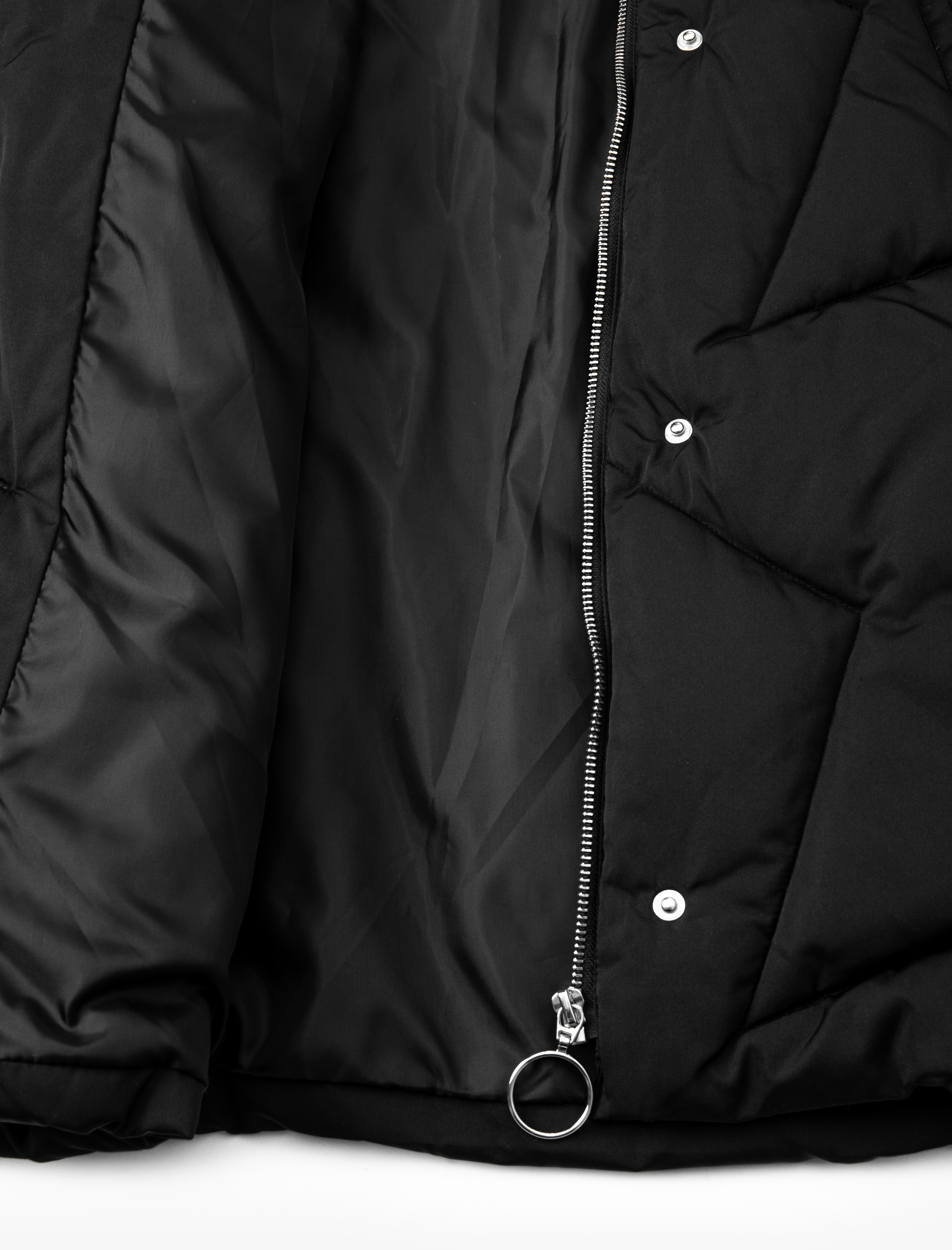   Uzun Kapitone Mont Kapüşonlu Suni Kürk Detaylı Cepli