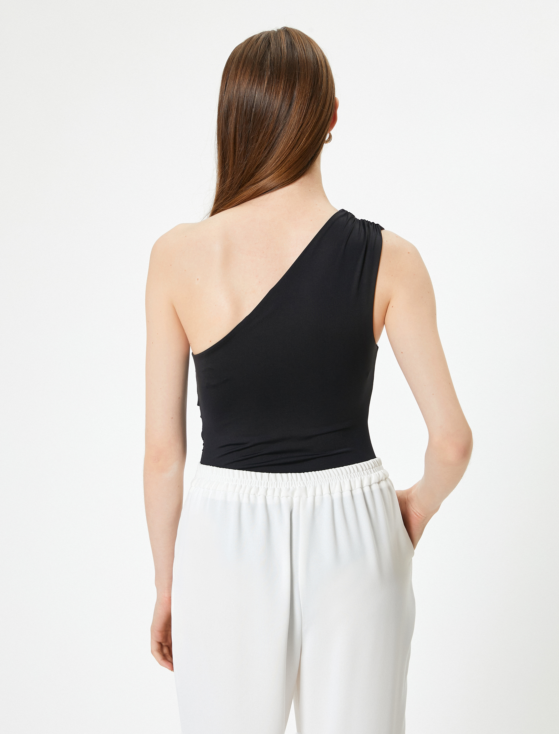 Tek Omuz Üst Drapeli Slim Fit