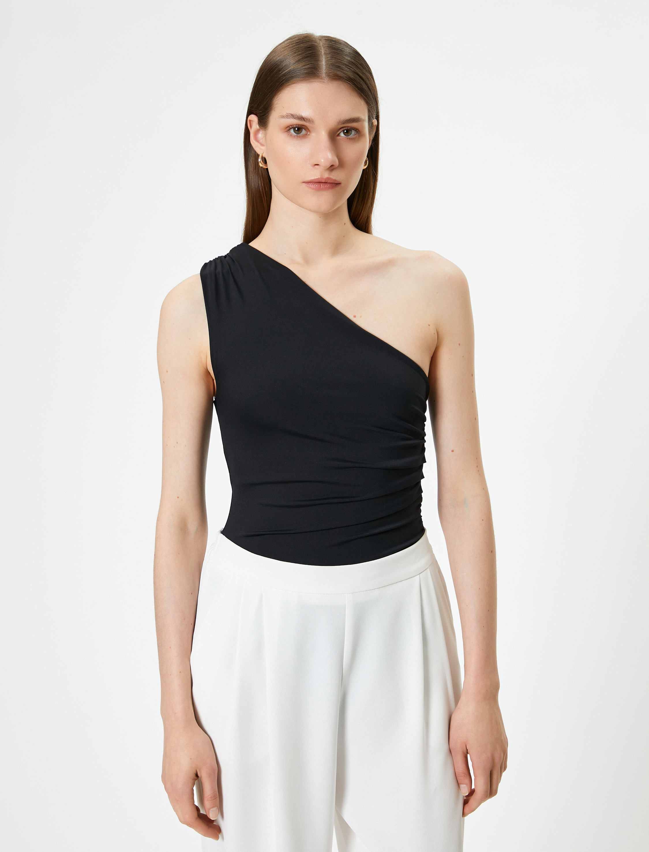 Tek Omuz Üst Drapeli Slim Fit