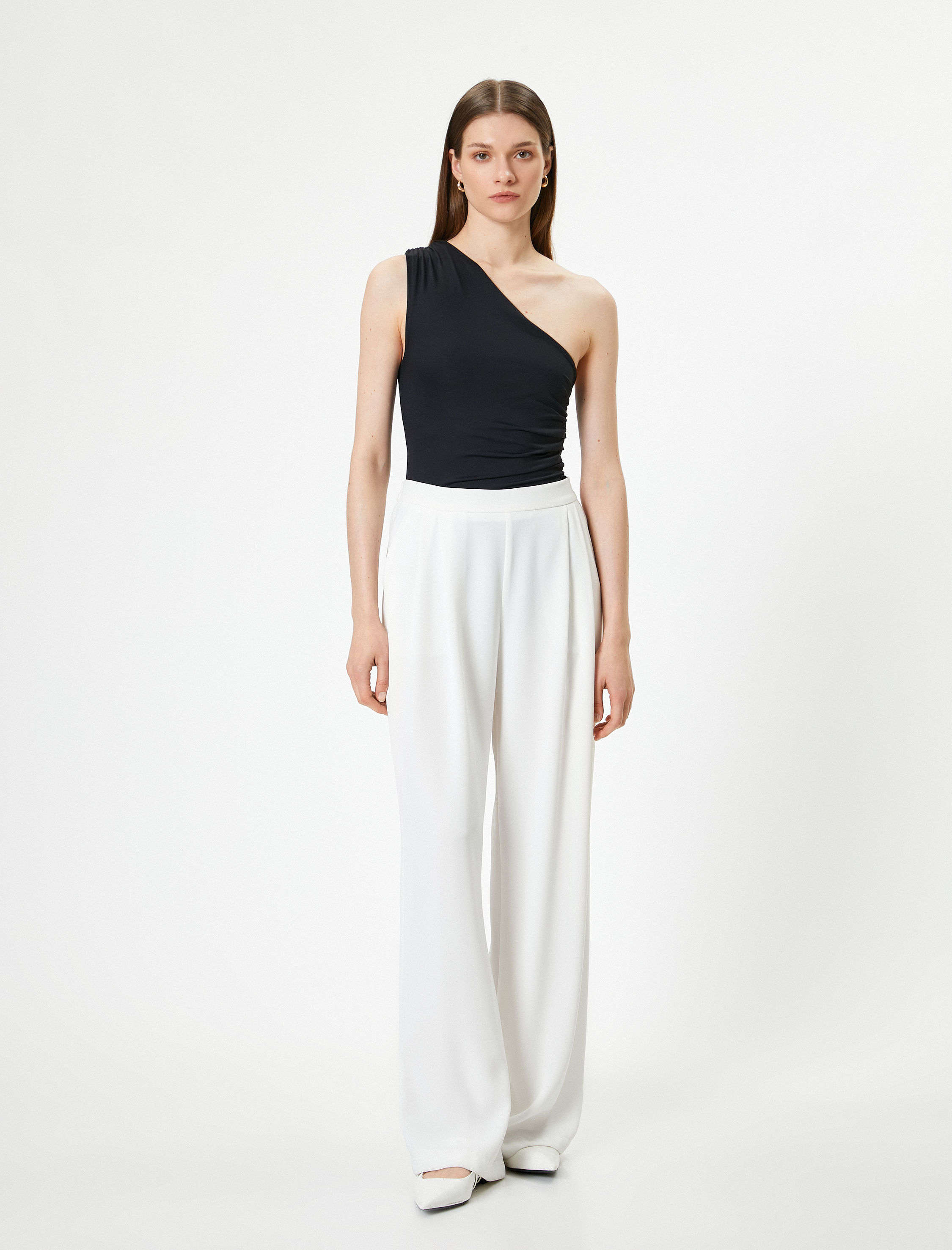 Tek Omuz Üst Drapeli Slim Fit