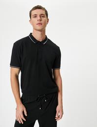 Slim Fit Polo Tişört Kısa Kollu Çizgi Detaylı Pamuklu