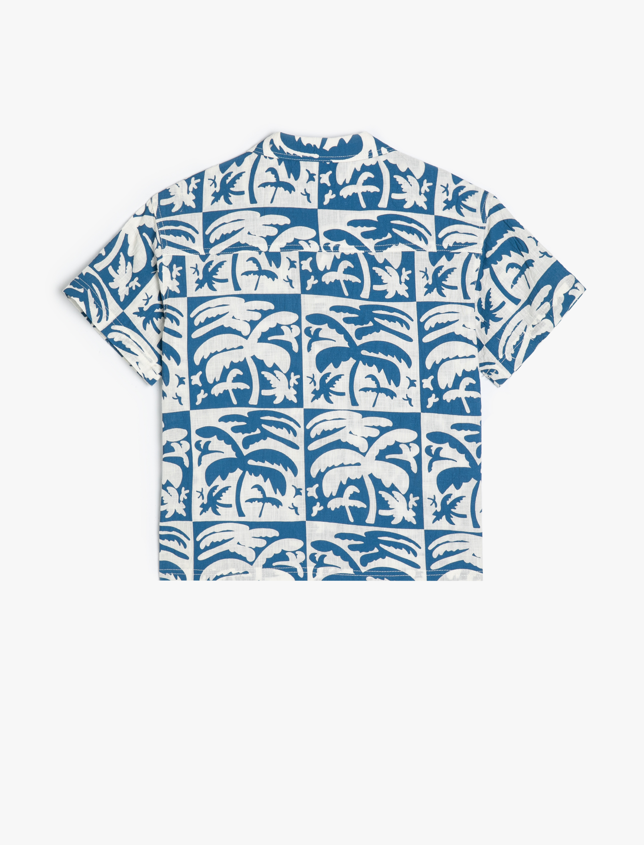  Erkek Çocuk Gömlek Kısa Kollu Palmiye Baskılı Tek Cepli Pamuklu