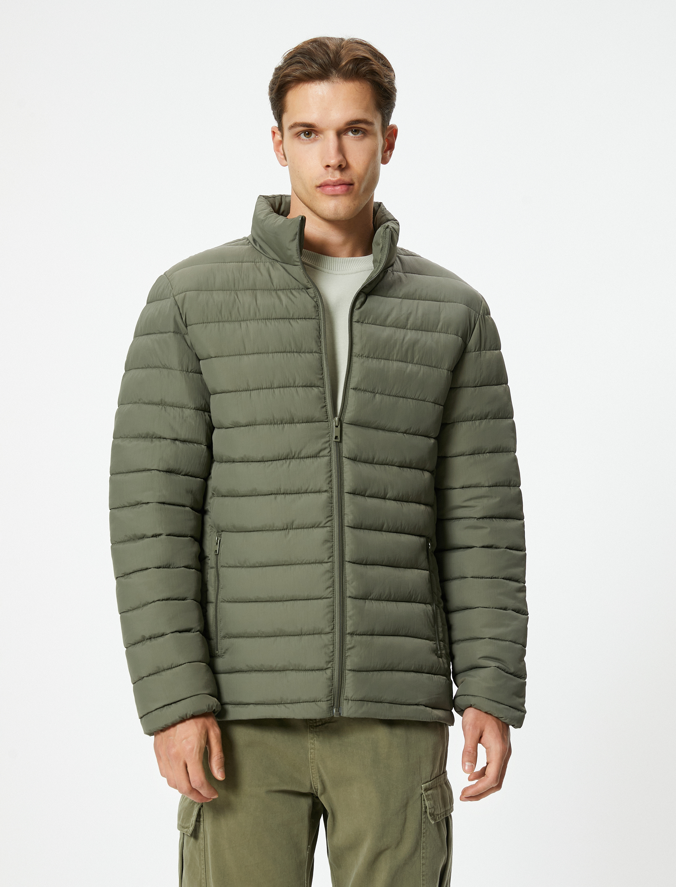   Slim Fit Fermuarlı Şişme Mont