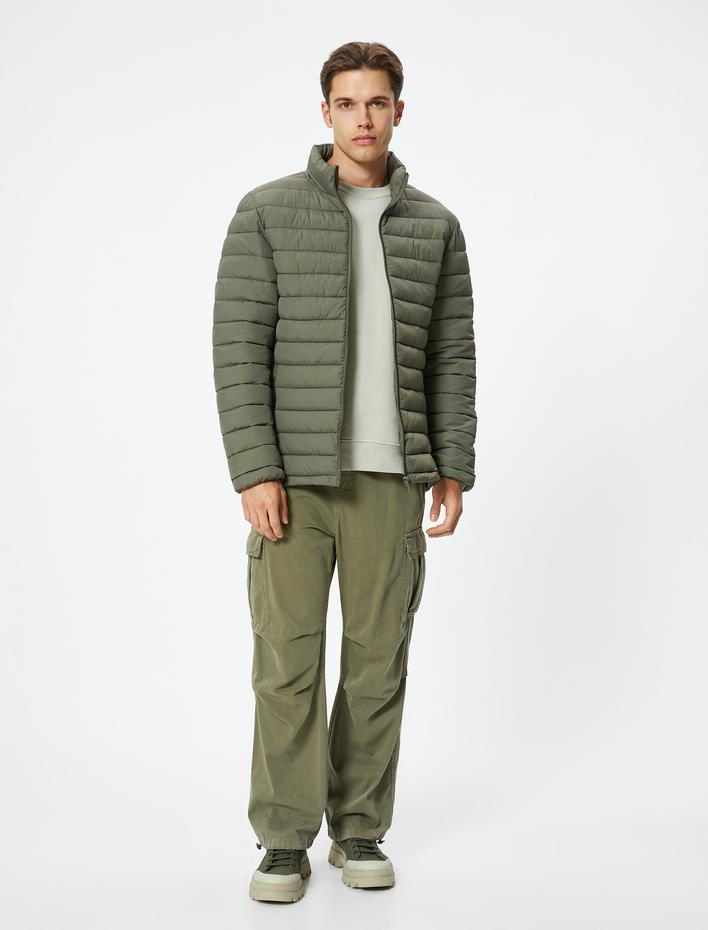  Slim Fit Fermuarlı Şişme Mont