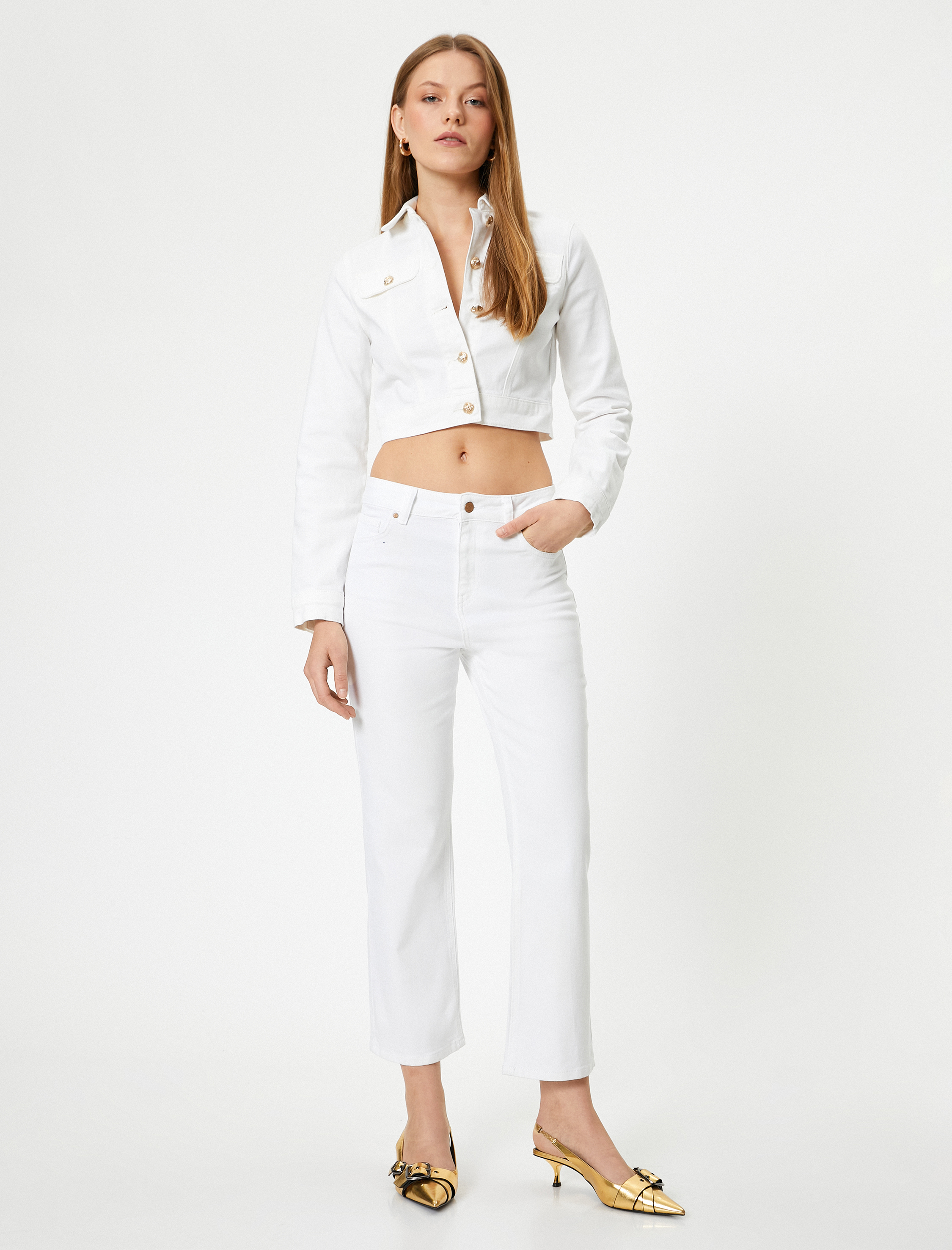   Kısa Paça Skinny Fit Kot Pantolon - Flare Crop Jeans