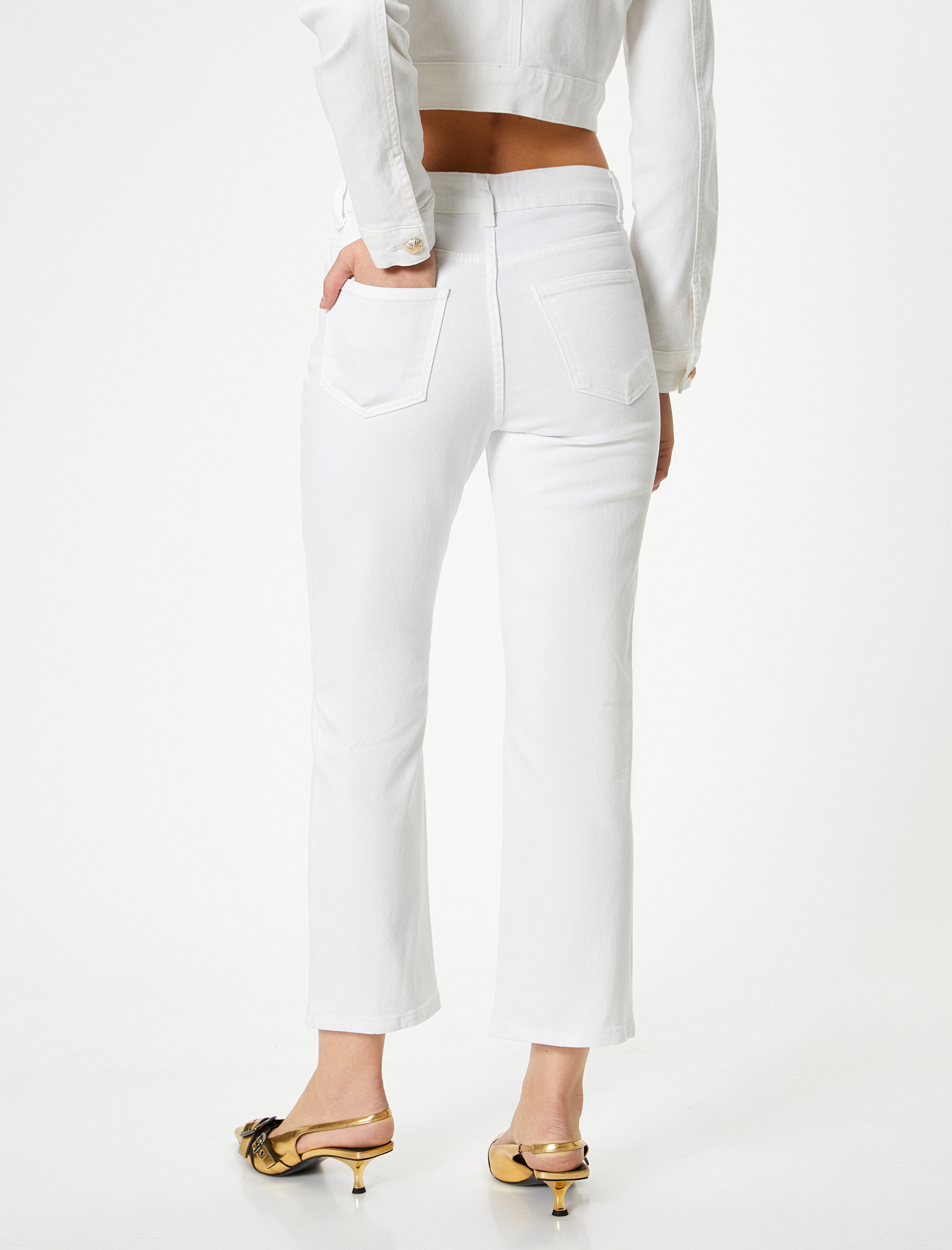   Kısa Paça Skinny Fit Kot Pantolon - Flare Crop Jeans