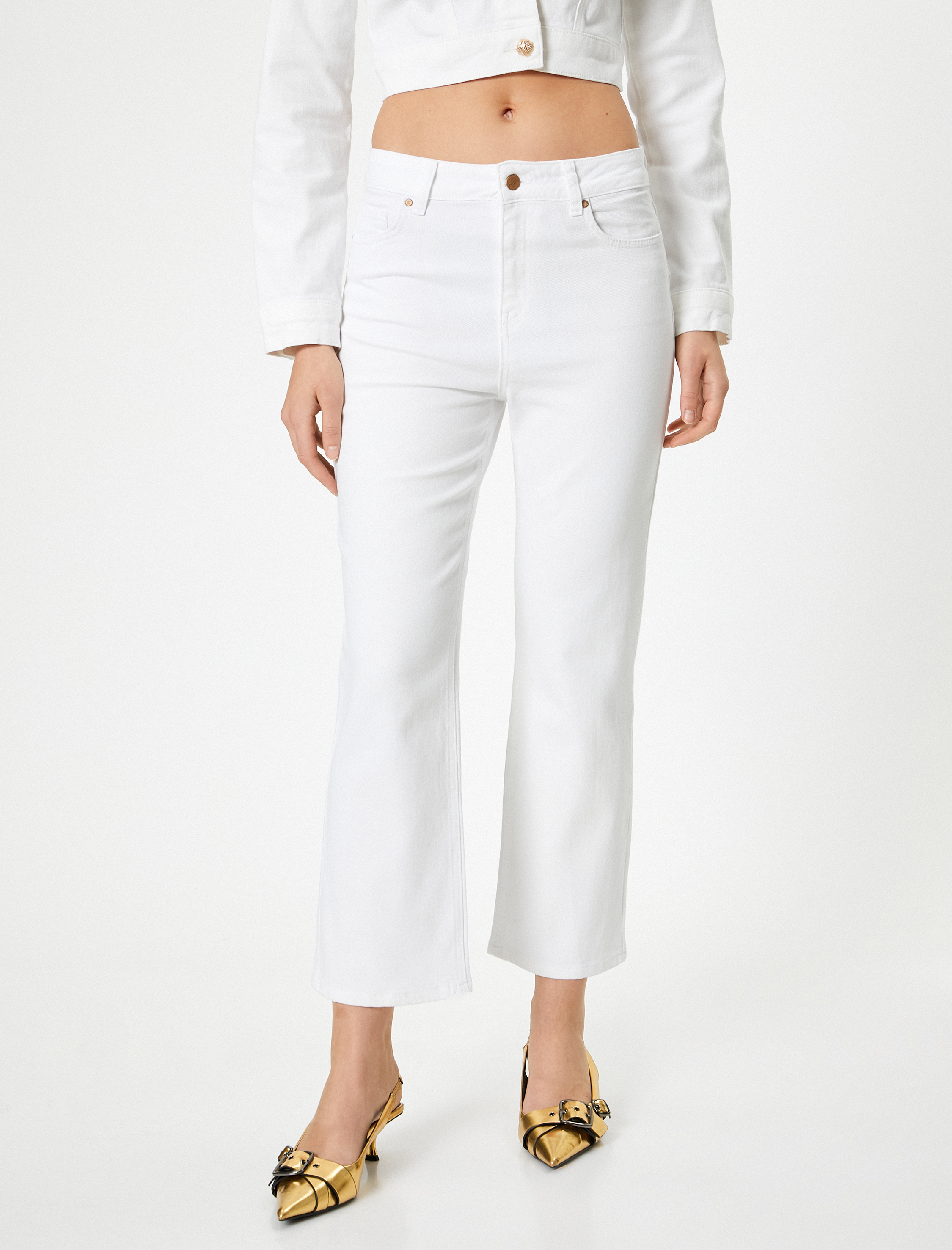   Kısa Paça Skinny Fit Kot Pantolon - Flare Crop Jeans