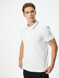 Slim Fit Polo Tişört Kısa Kollu Çizgi Detaylı Pamuklu