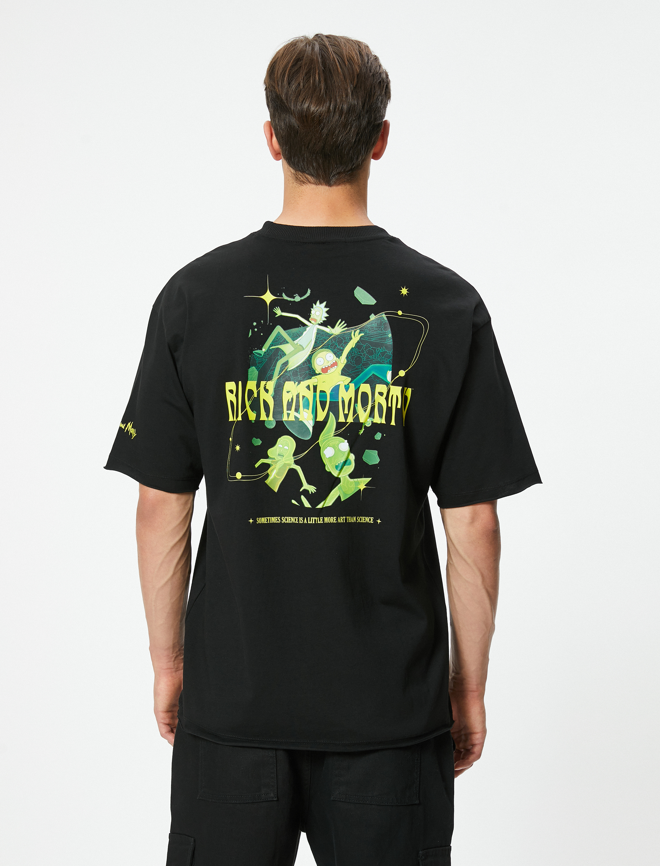 Rick and Morty Tişört Lisanslı Oversize Kısa Kollu Bisiklet Yaka Pamuklu