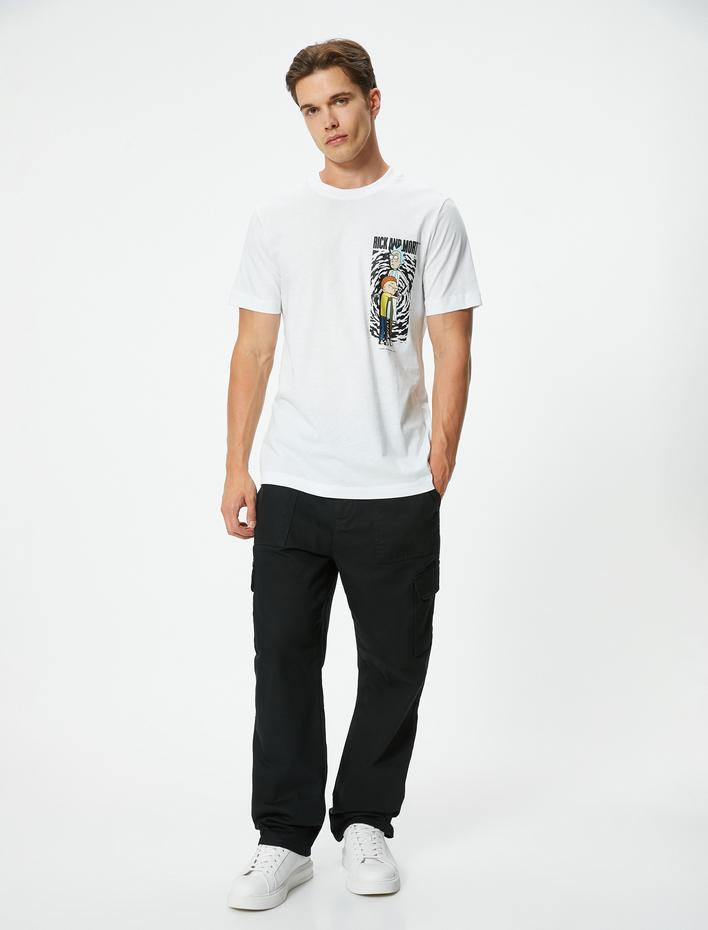  Rick and Morty Tişört Lisanslı Arkası Baskılı Kısa Kollu Bisiklet Yaka Pamuklu