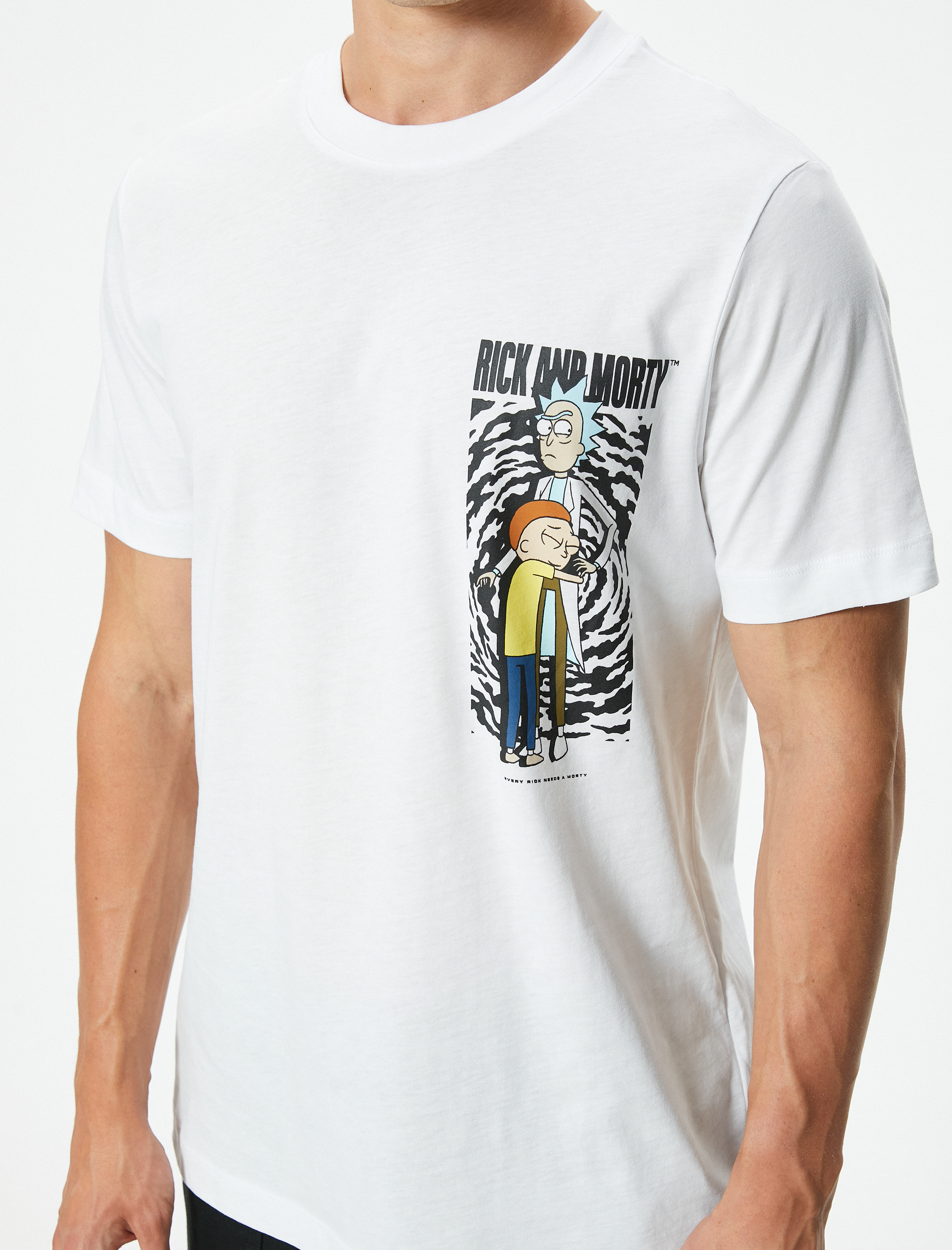   Rick and Morty Tişört Lisanslı Arkası Baskılı Kısa Kollu Bisiklet Yaka Pamuklu