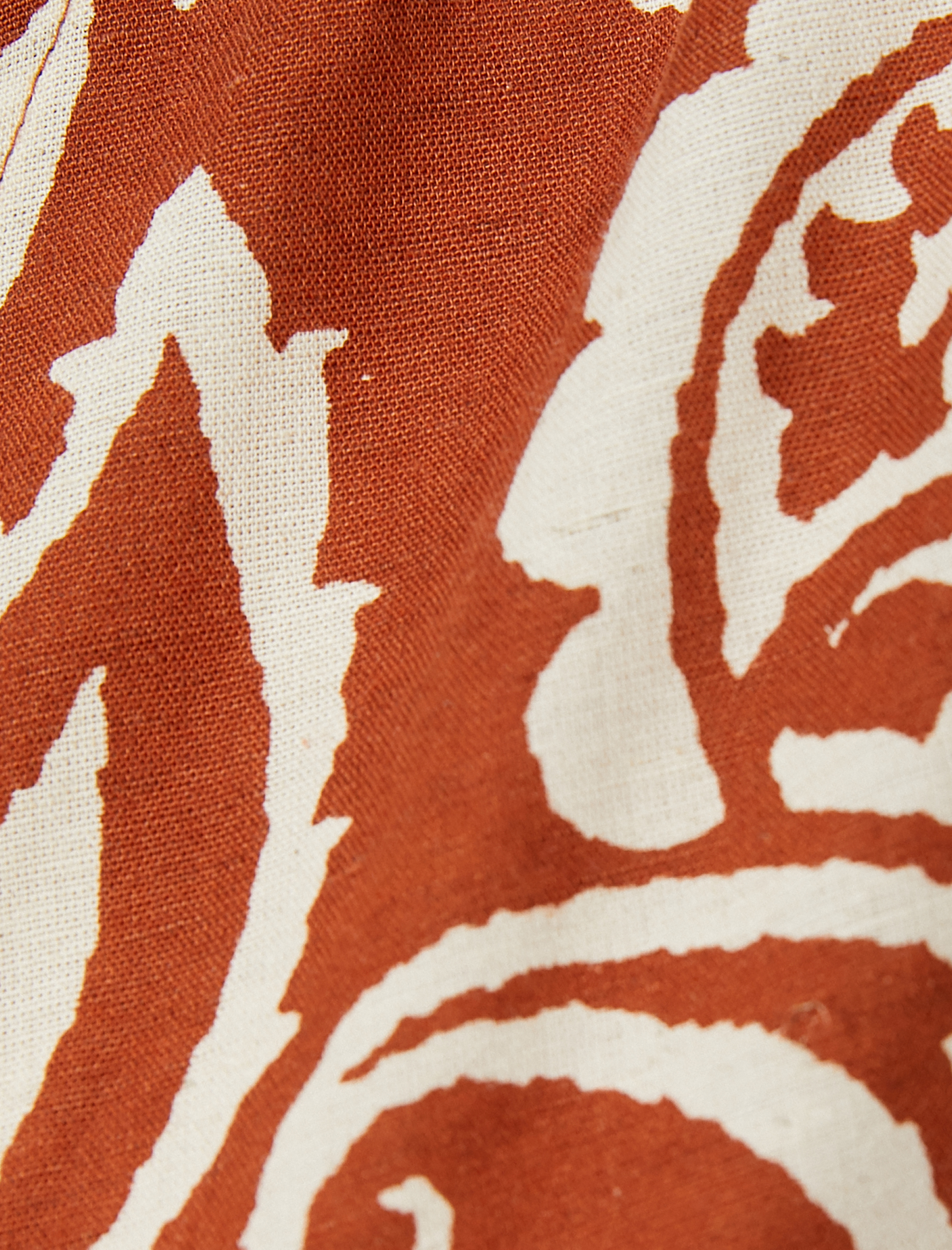   Keten Karışımlı Balon Kol Crop Bluz Kruvaze Yaka Fiyonk Bağlama Detaylı