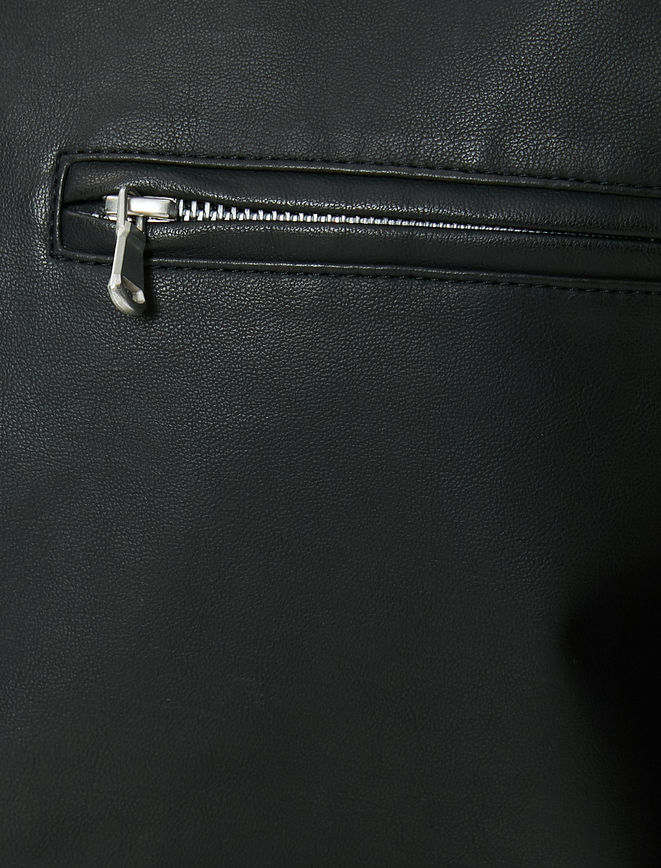 Suni Deri Ceket Slim Fit Fermuarlı Cep Detaylı