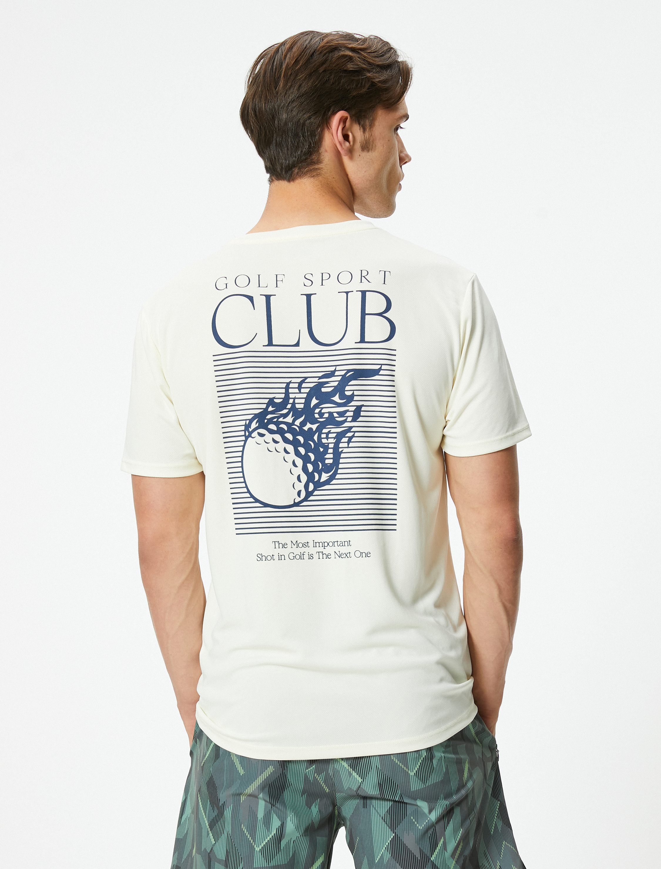   Spor Tişört Arkası Baskılı Kısa Kollu Bisiklet Yaka