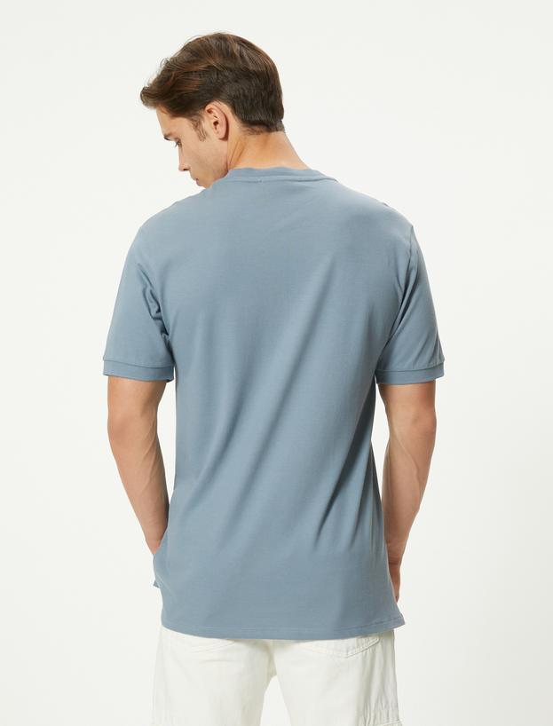 Hakim Yaka Tişört Yarım Fermuarlı Slim Fit Kısa Kollu_3
