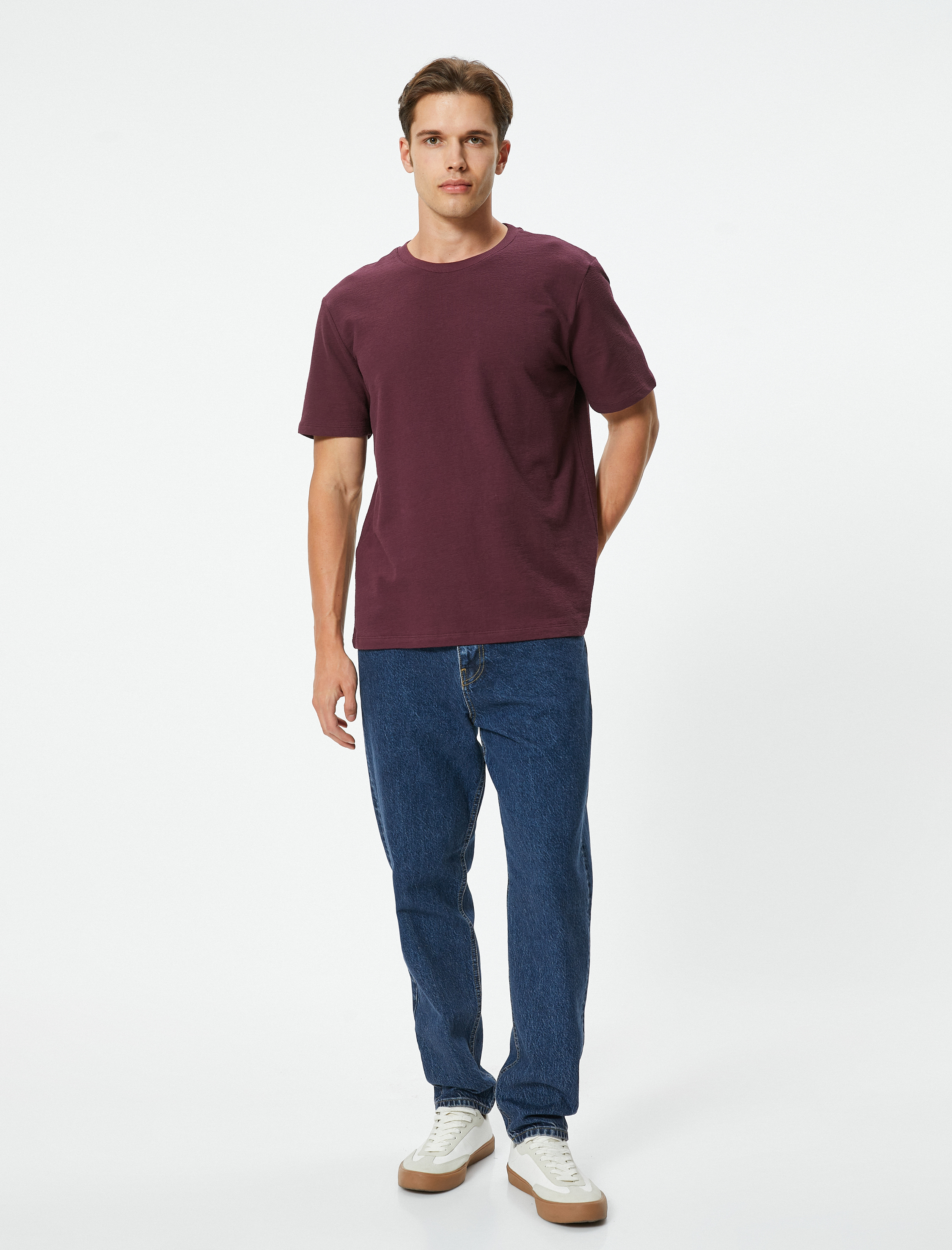   Pamuklu Bisiklet Yaka Kısa Kollu Basic Tişört