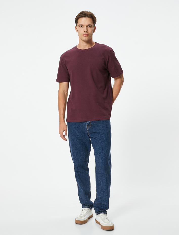  Pamuklu Bisiklet Yaka Kısa Kollu Basic Tişört