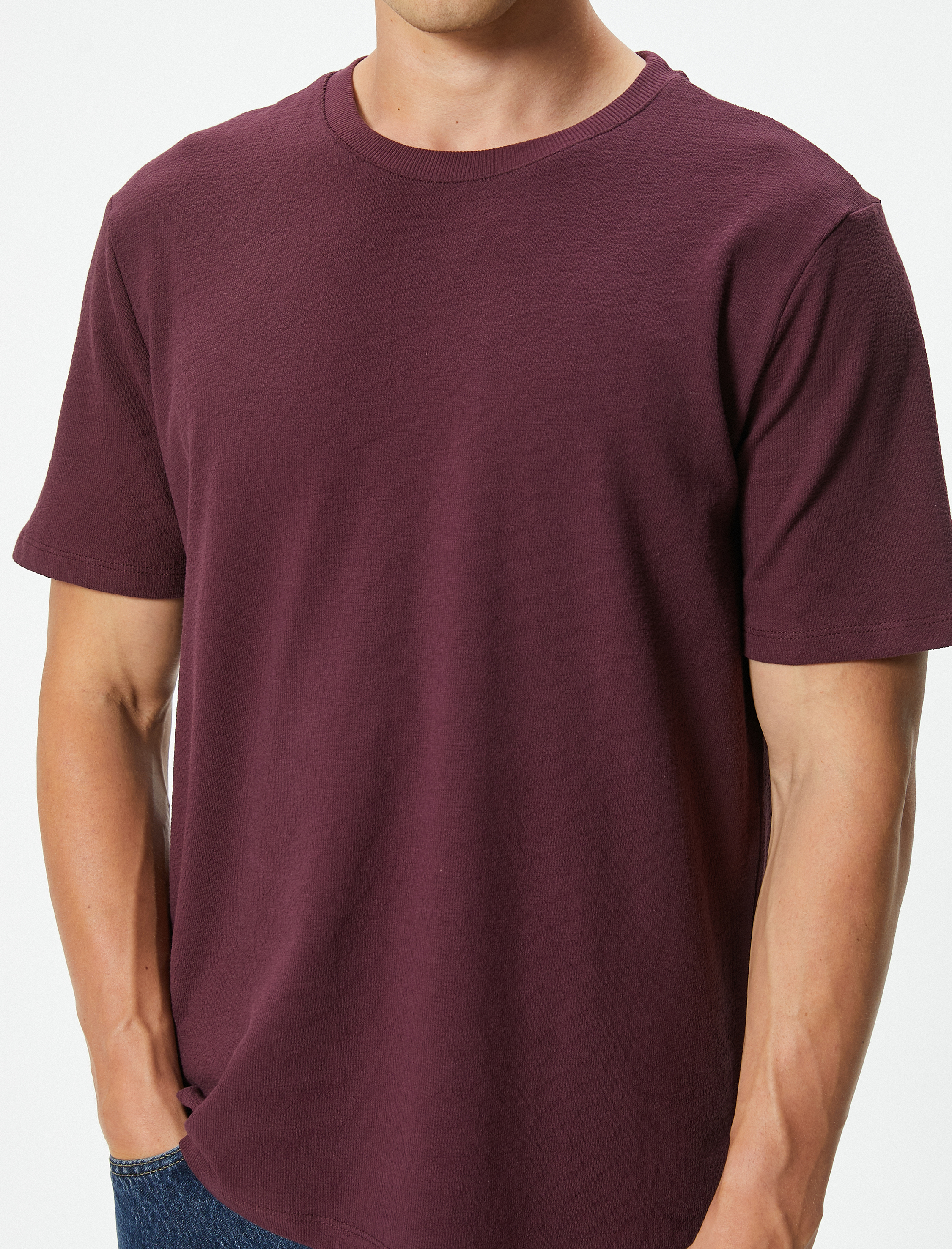   Pamuklu Bisiklet Yaka Kısa Kollu Basic Tişört