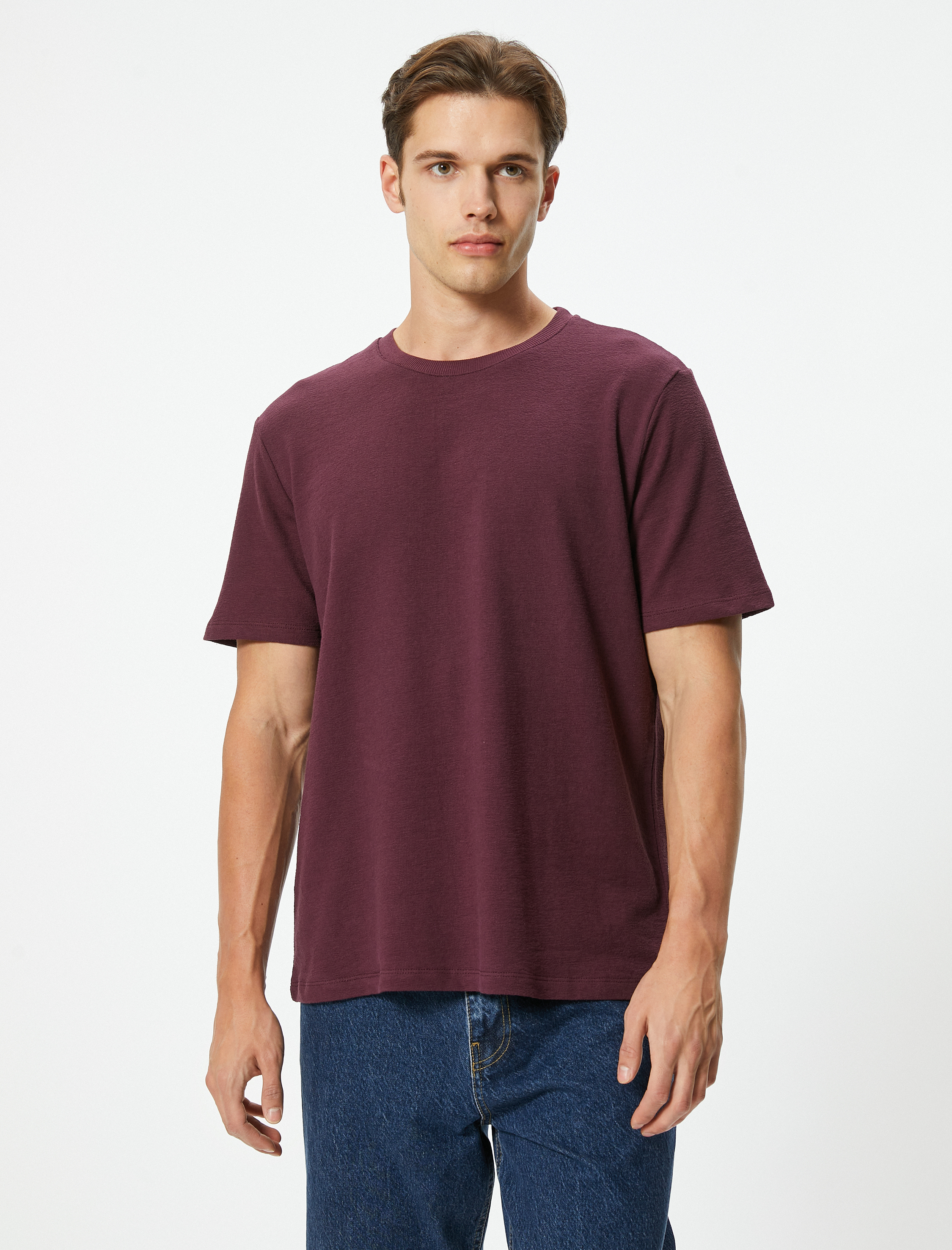   Pamuklu Bisiklet Yaka Kısa Kollu Basic Tişört