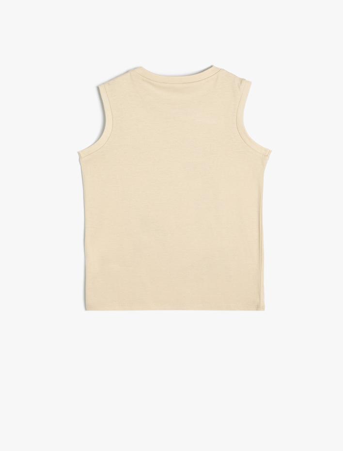 Erkek Çocuk Atlet Dinozor Baskılı Kolsuz Bisiklet Yaka Pamuklu