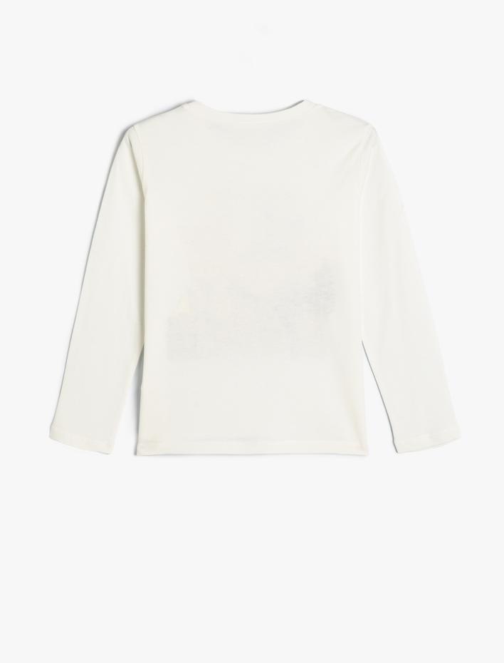 Kız Çocuk Tişört Anime Baskılı Uzun Kollu Bisiklet Yaka Pamuklu