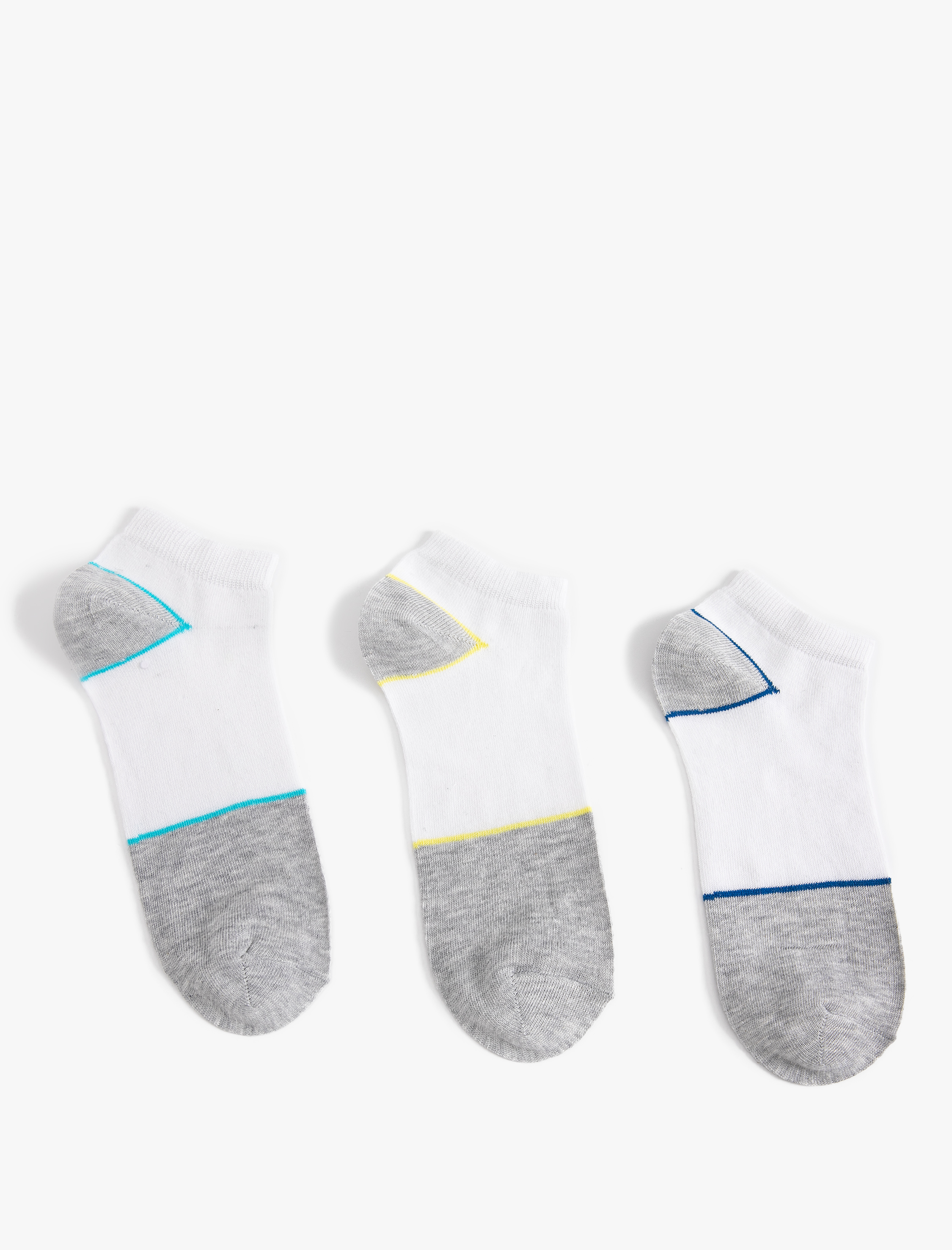 Erkek 3'lü Patik Çorap Seti Çok Renkli Çizgi Detaylı Pamuk Karışımlı