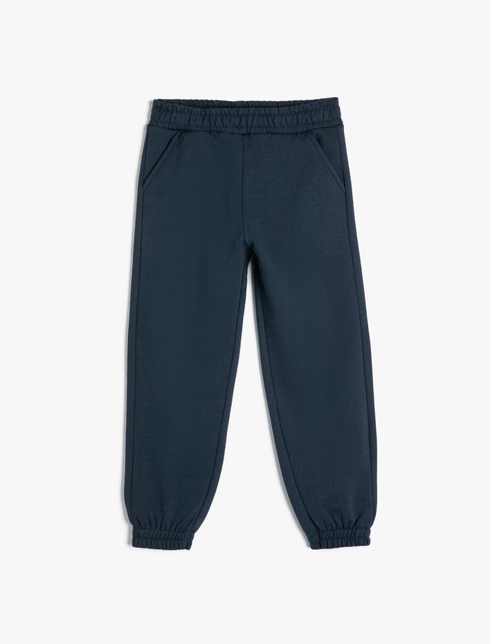 Kız Çocuk Beli Lastikli Cepli Şardonlu Basic Jogger Okul Eşofman Altı