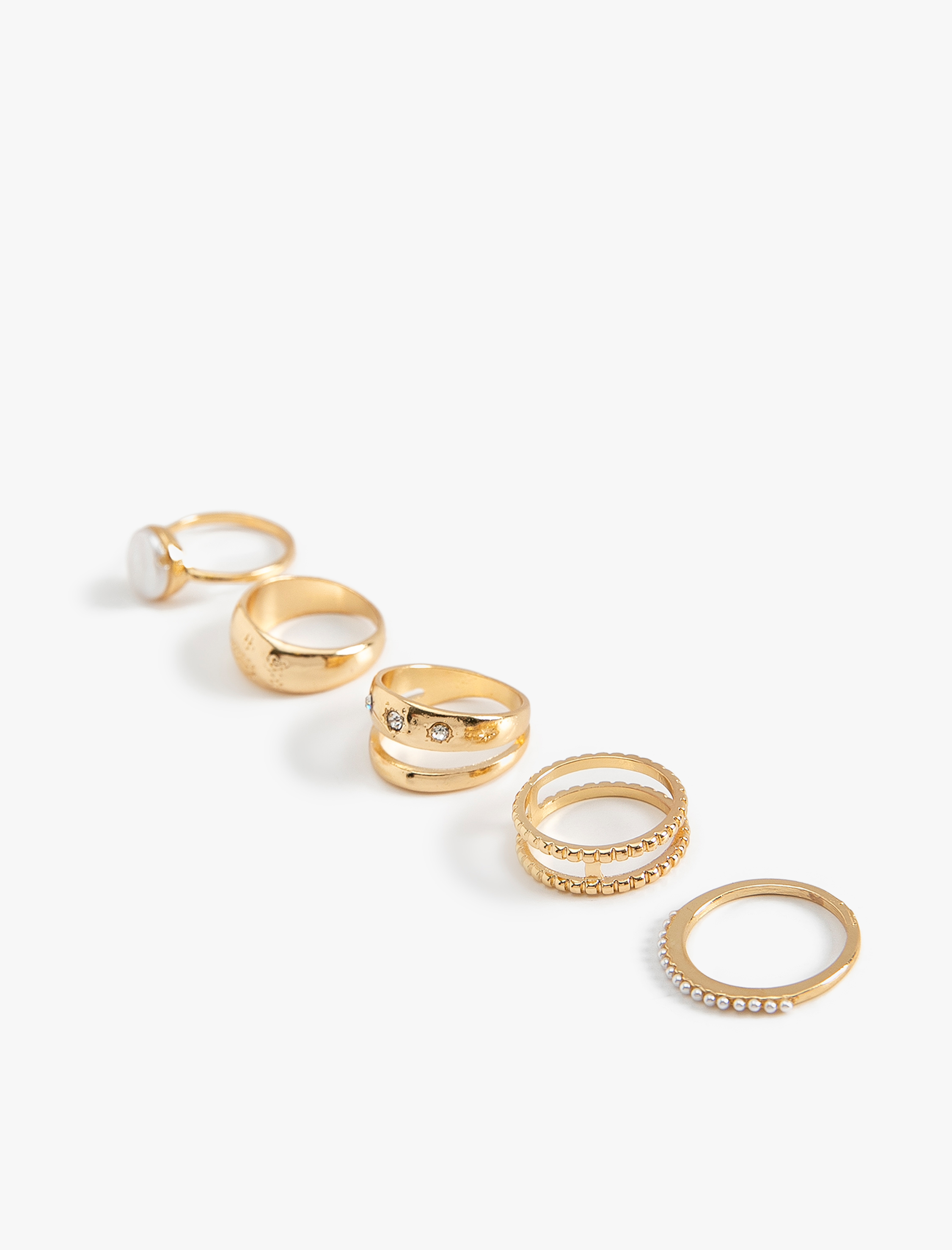  Kadın Yüzük Seti 5'li İnci Detaylı