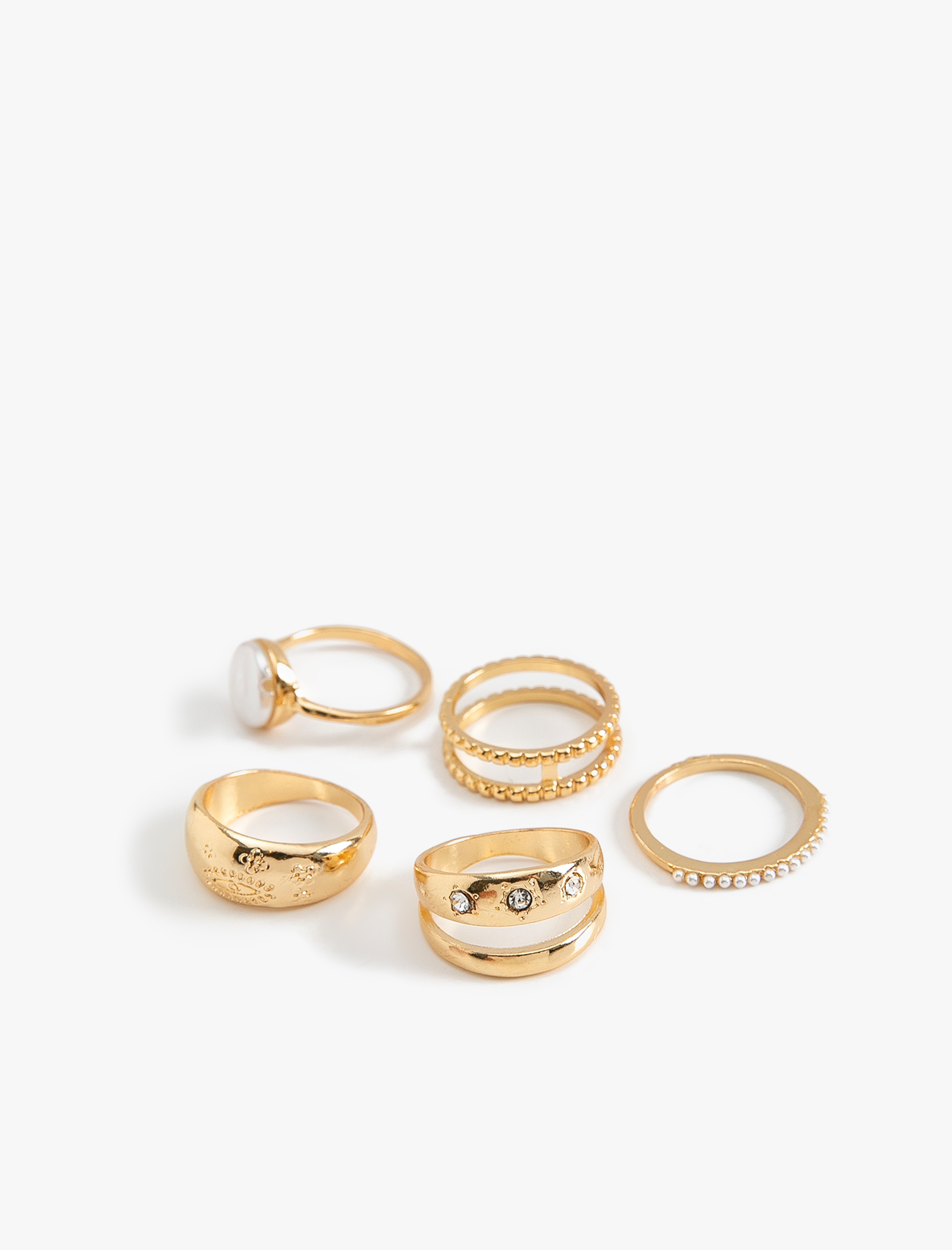  Kadın Yüzük Seti 5'li İnci Detaylı