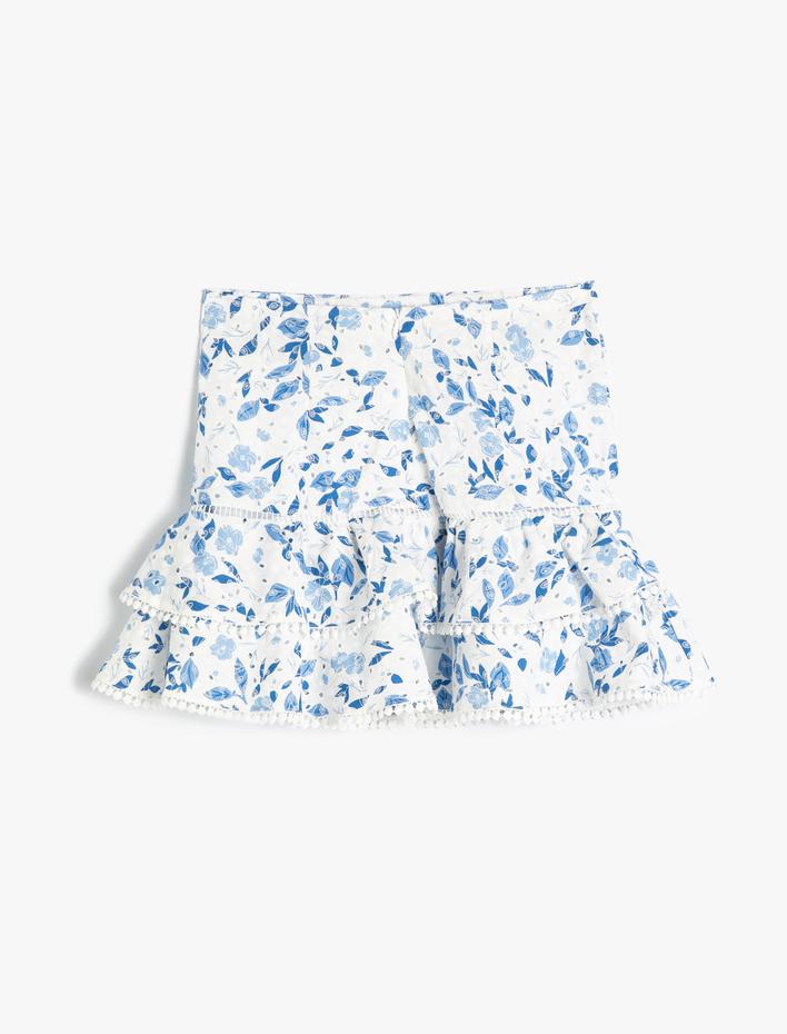 Kız Çocuk Etek Fırfırlı Katlı Beli Lastikli