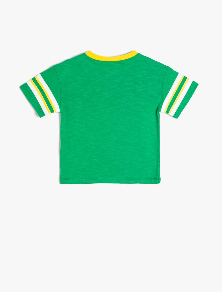 Erkek Bebek Tişört Spor Temalı Brezilya Baskılı Kısa Kollu Bisiklet Yaka