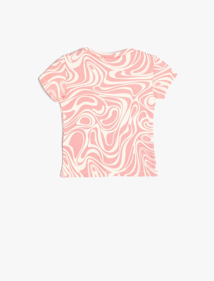 Kız Bebek Tişört Kısa Kollu Bisiklet Yaka Soyut Desenli Pamuklu