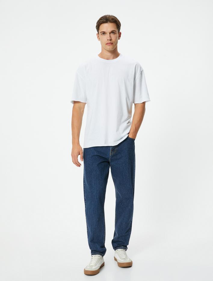  Oversize Tişört Bisiklet Yaka Kısa Kolu Pamuklu