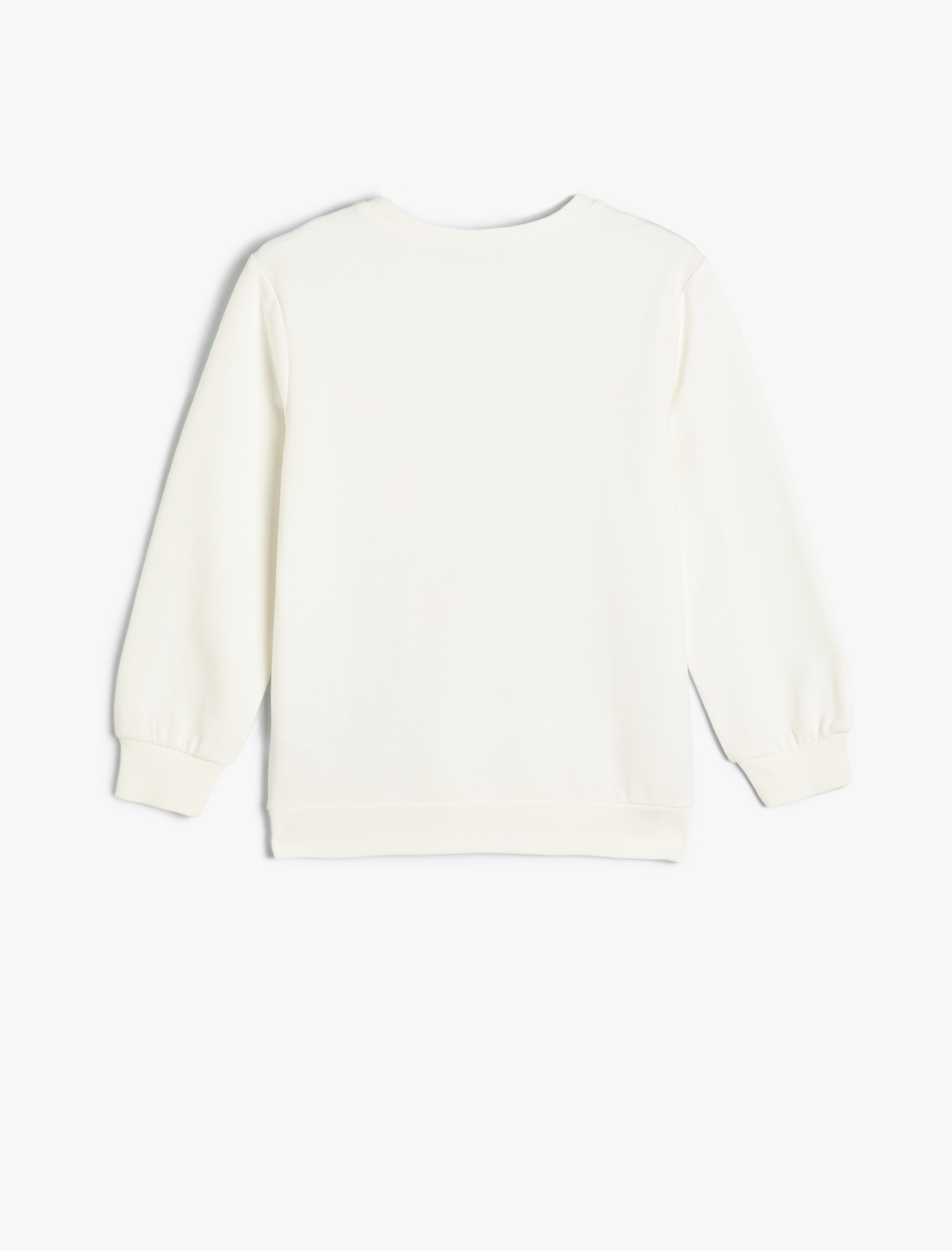  Kız Çocuk Kelebekli Sweatshirt Uzun Kollu Bisiklet Yaka Pamuklu Şardonlu