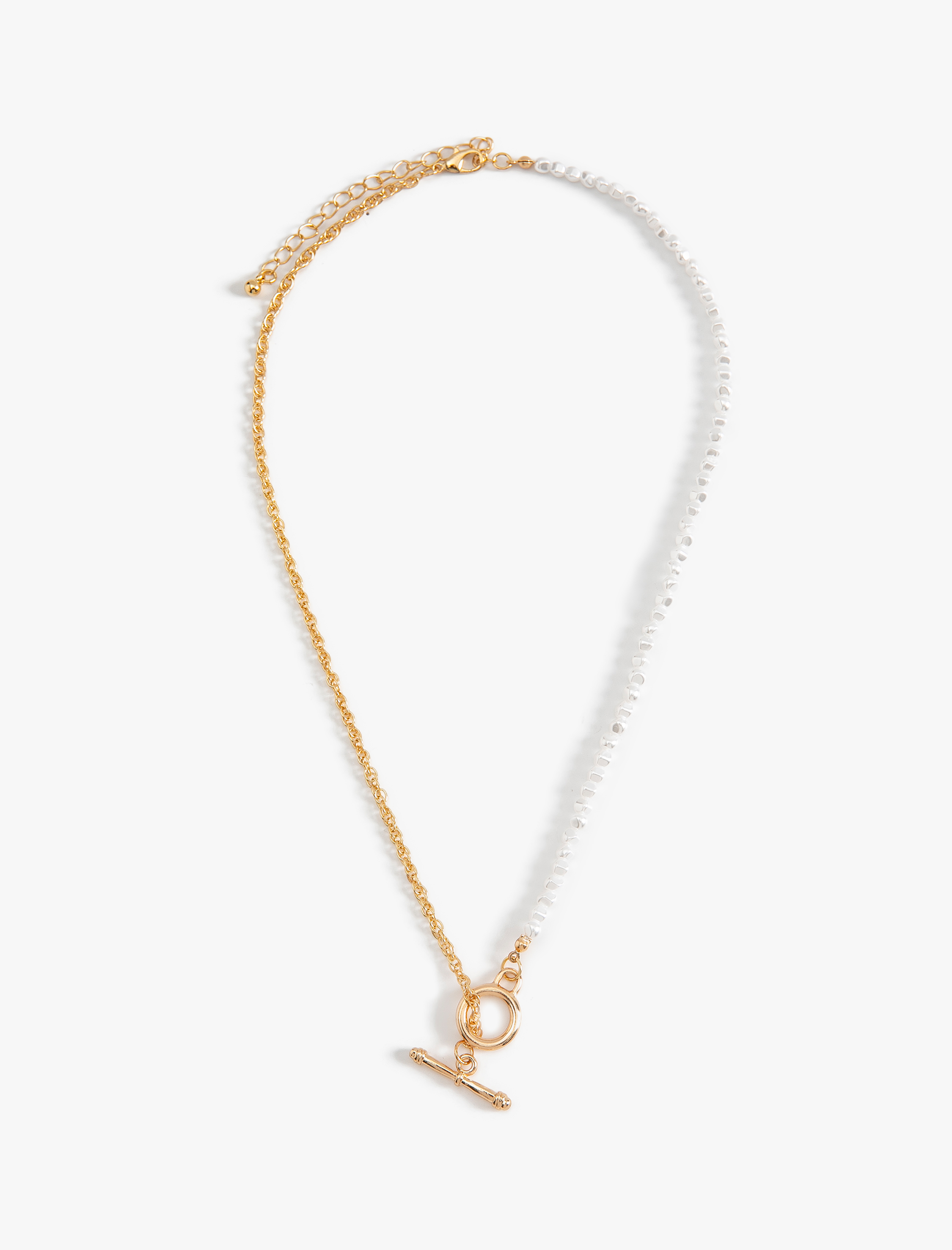  Kadın İncili Zincir Kolye Düğüm Detaylı