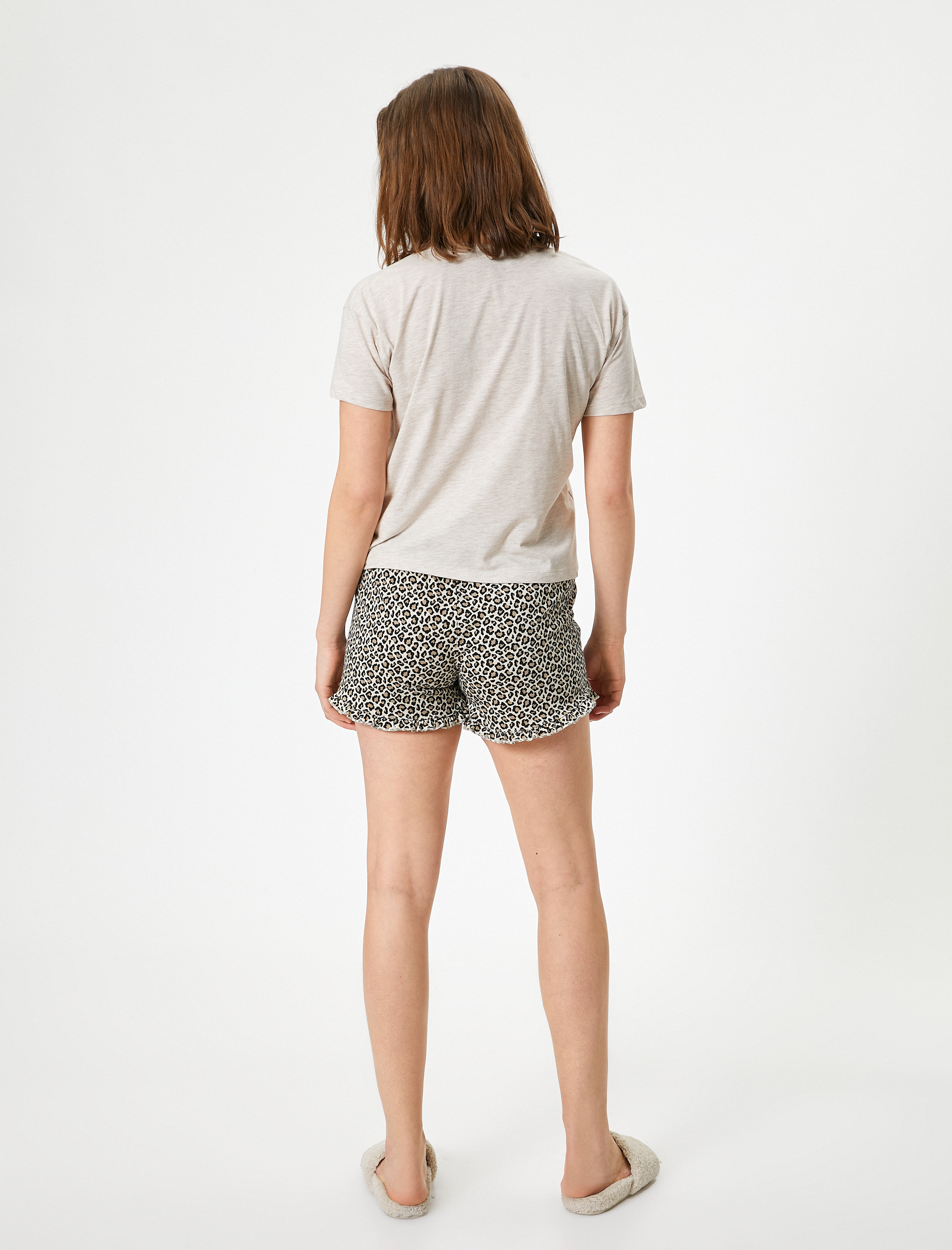   Şortlu Pijama Takımı Kısa Kollu Baskılı Pamuklu