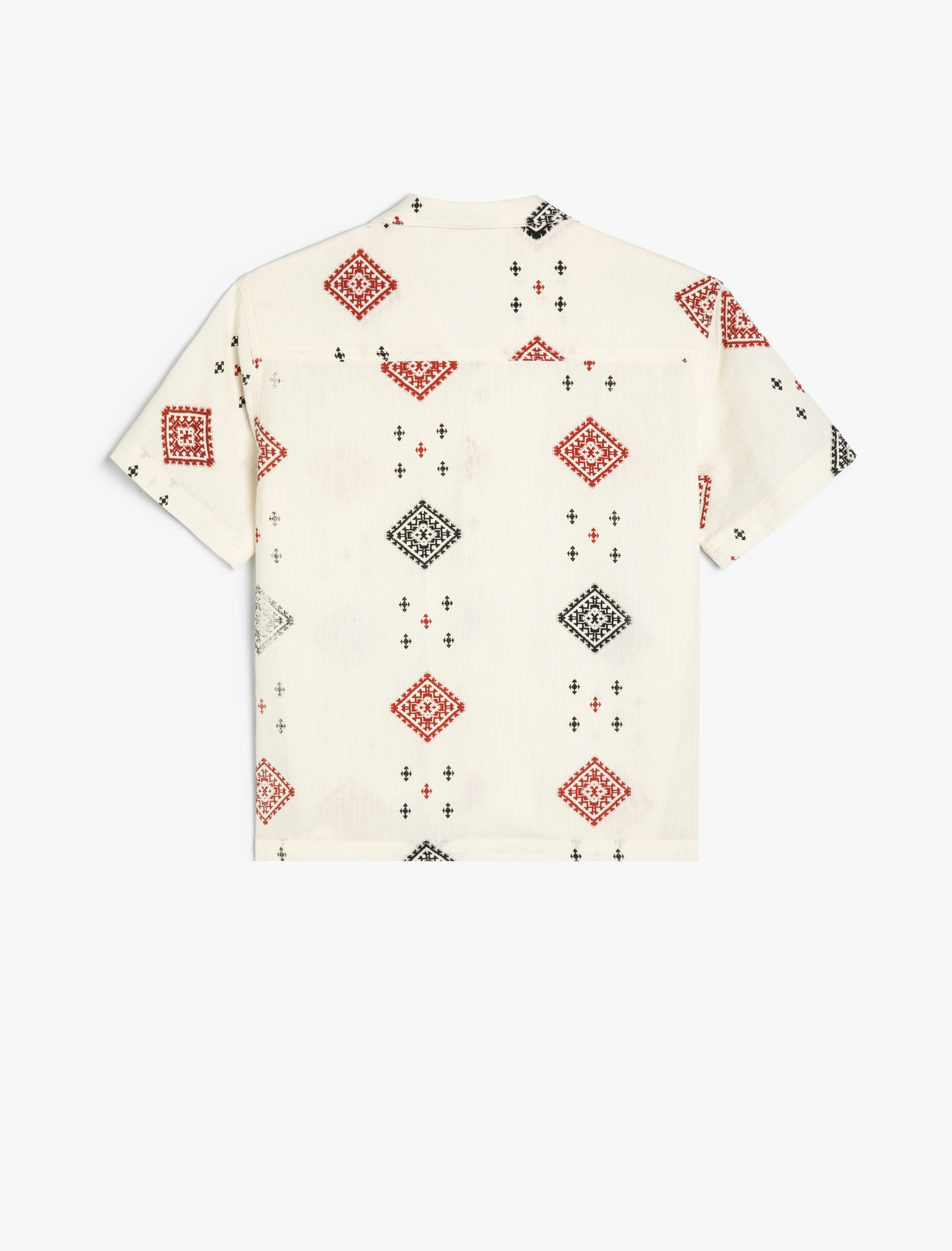  Erkek Çocuk Kısa Kollu Gömlek Baskı Detaylı Tek Cepli Pamuklu