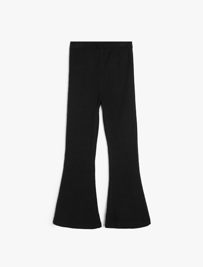 Kız Çocuk İspanyol Paça Pantolon Fitilli Yırtmaç Detaylı Beli Lastikli