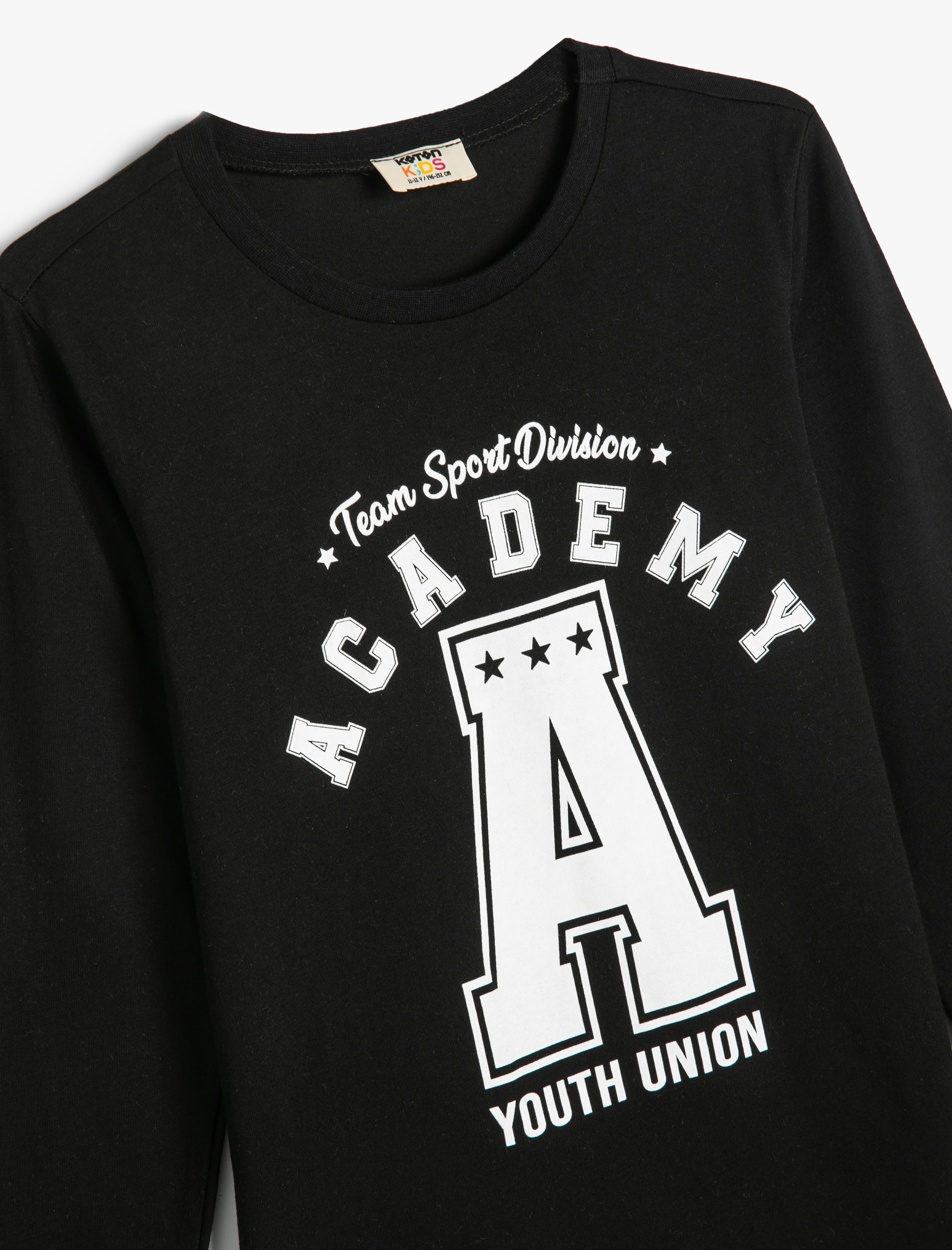  Kız Çocuk Tişört Kolej Baskılı Uzun Kollu Bisiklet Yaka Pamuklu