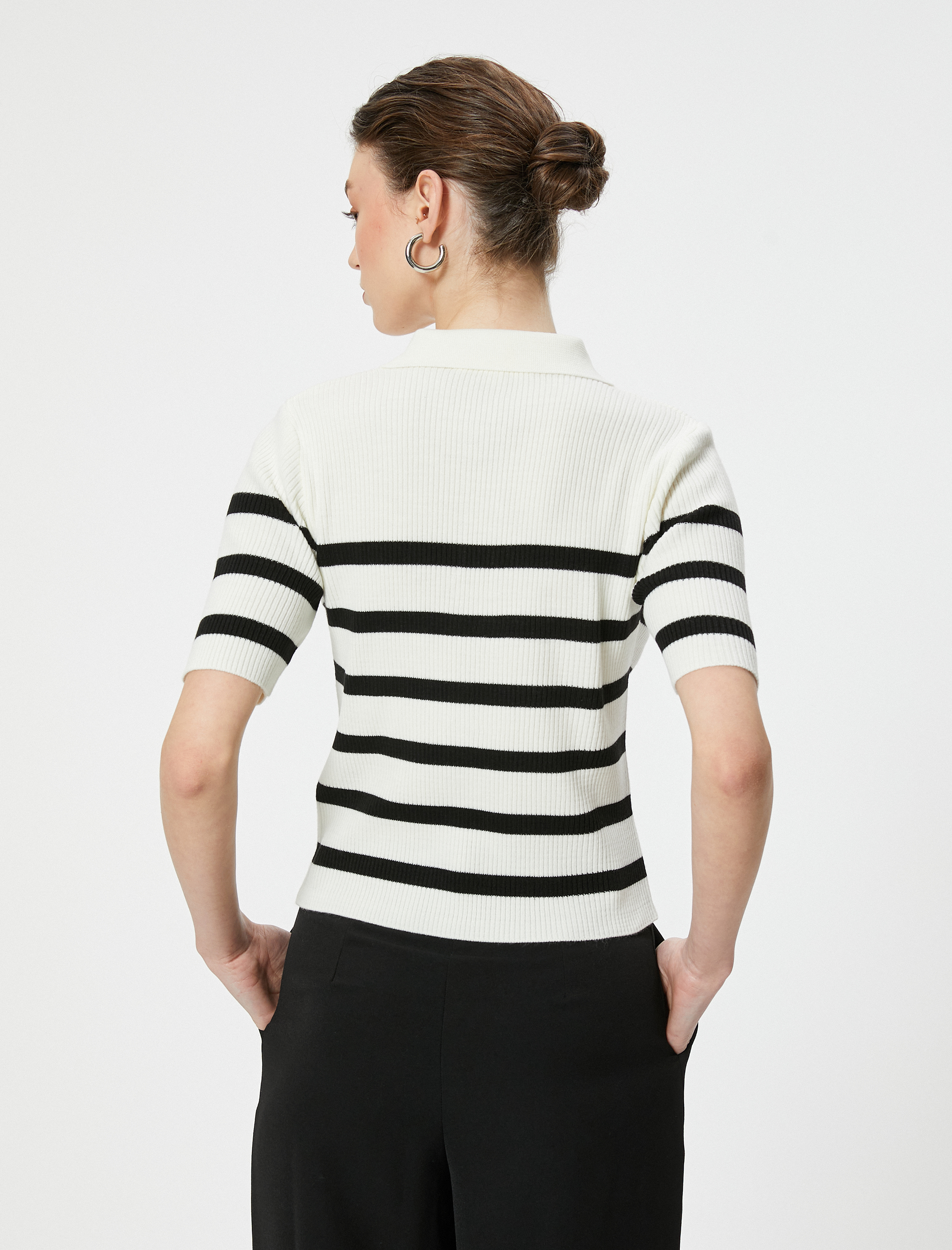   Polo Yaka Kazak Kısa Kollu Düğmeli