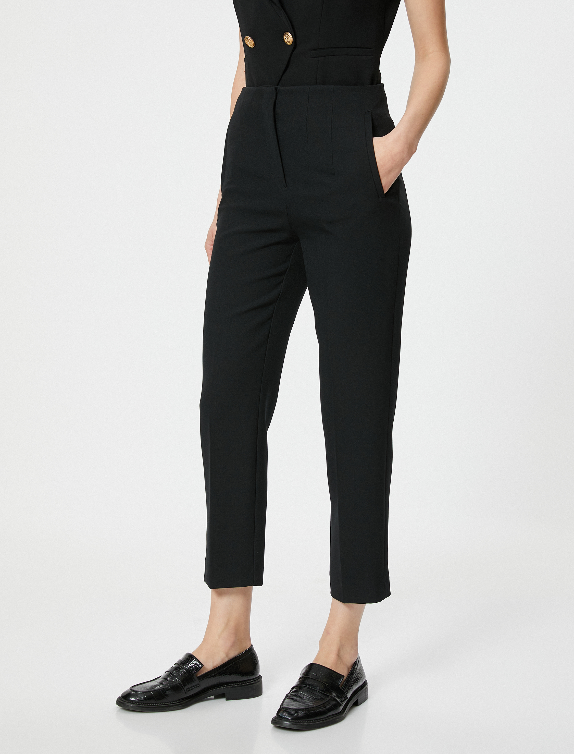   Cigarette Kumaş Pantolon Yüksek Bel Slim Fit