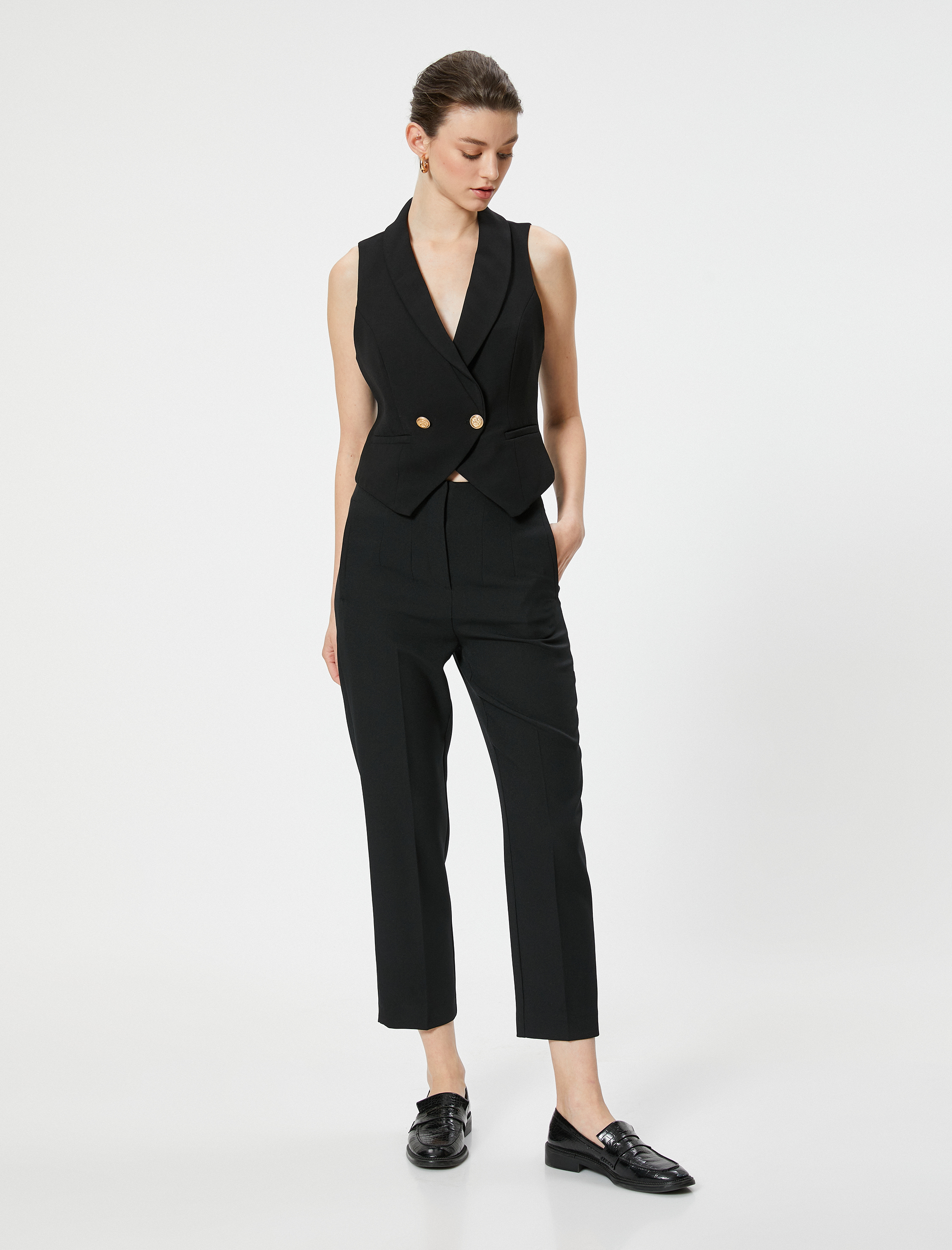   Cigarette Kumaş Pantolon Yüksek Bel Slim Fit